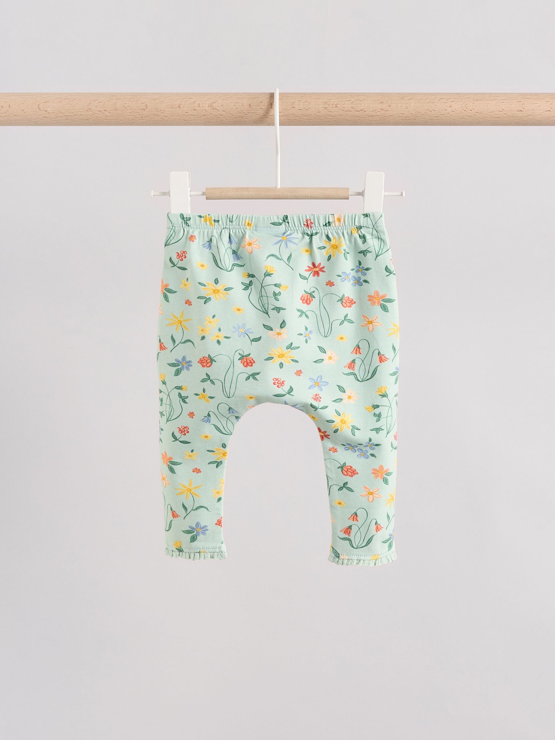 White/Yellow Floral Mouse Baby Long Sleeve Top And Leggings Set