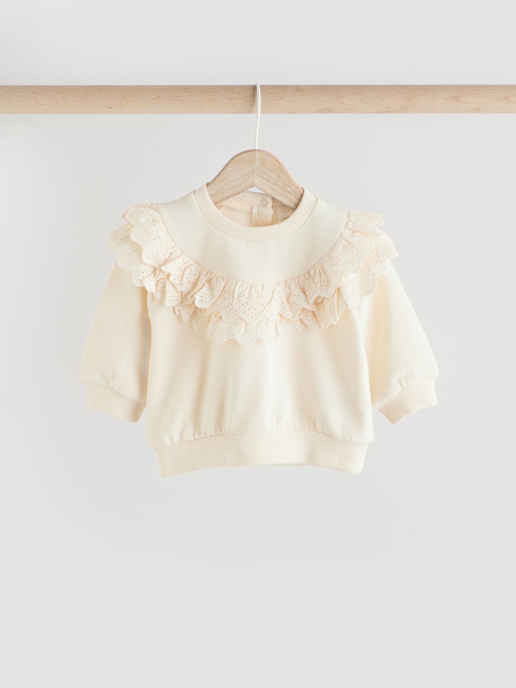 Cream/ Tan Flower Print 2 Piece Baby Sweat Top & Trouser Set