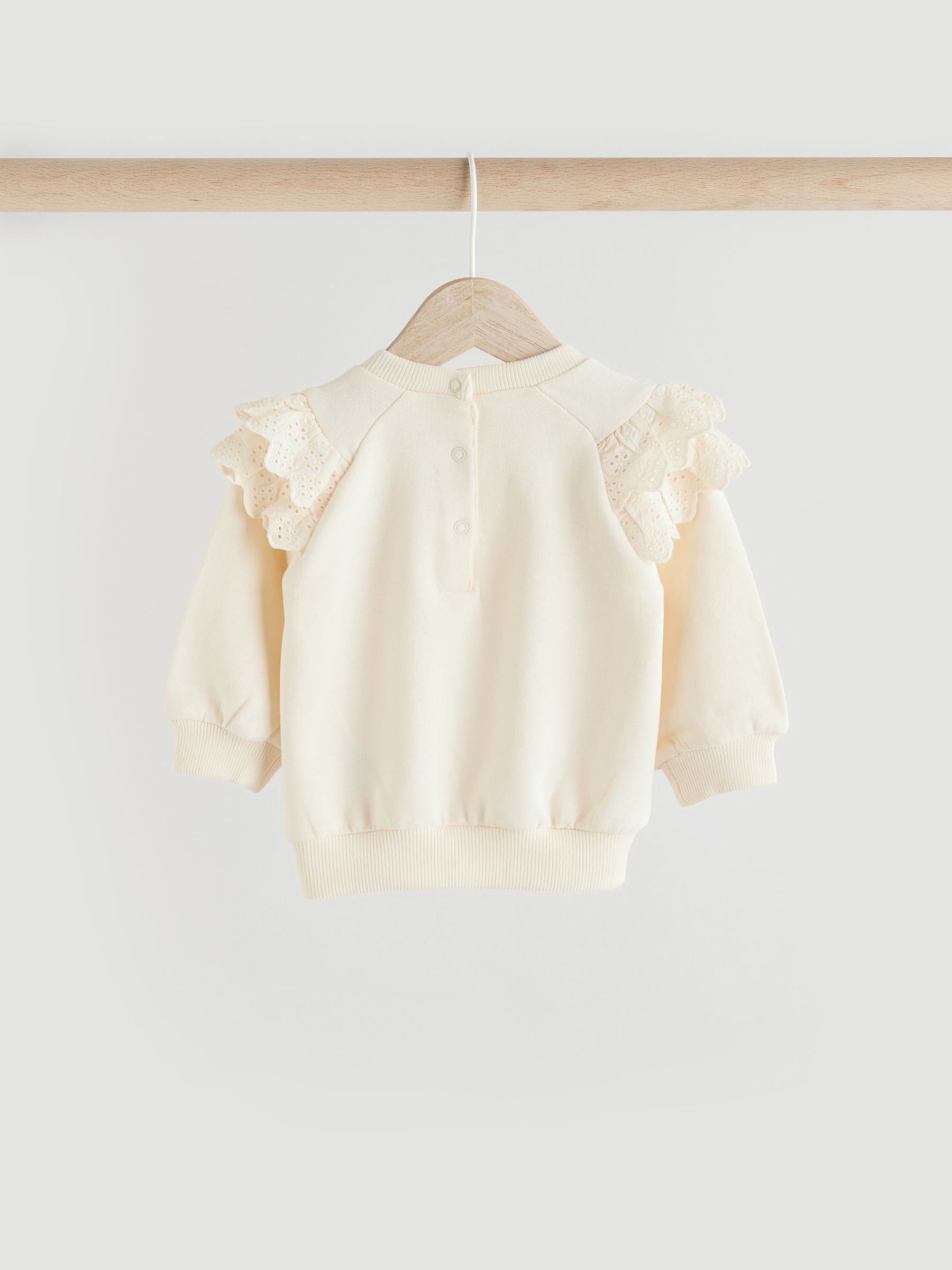 Cream/ Tan Flower Print 2 Piece Baby Sweat Top & Trouser Set