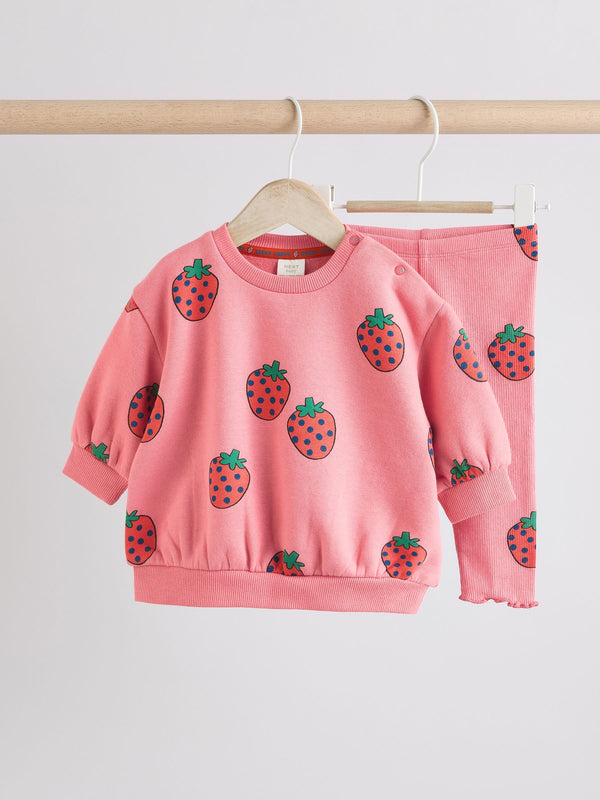 Red Strawberries Sweater and Leggings Set