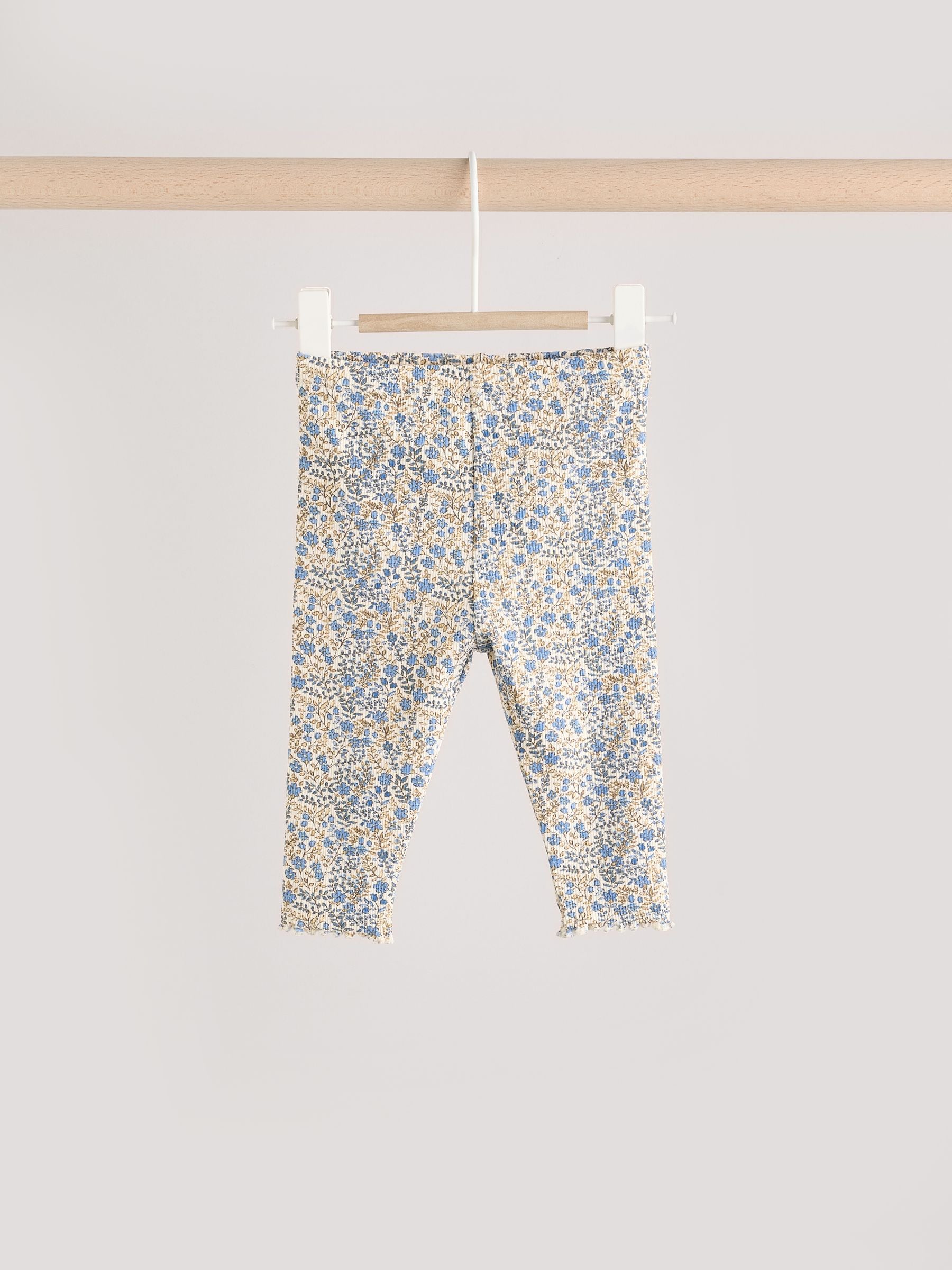 Blue Ditsy Floral Long Sleeve Peplum Top & Leggings Baby Set