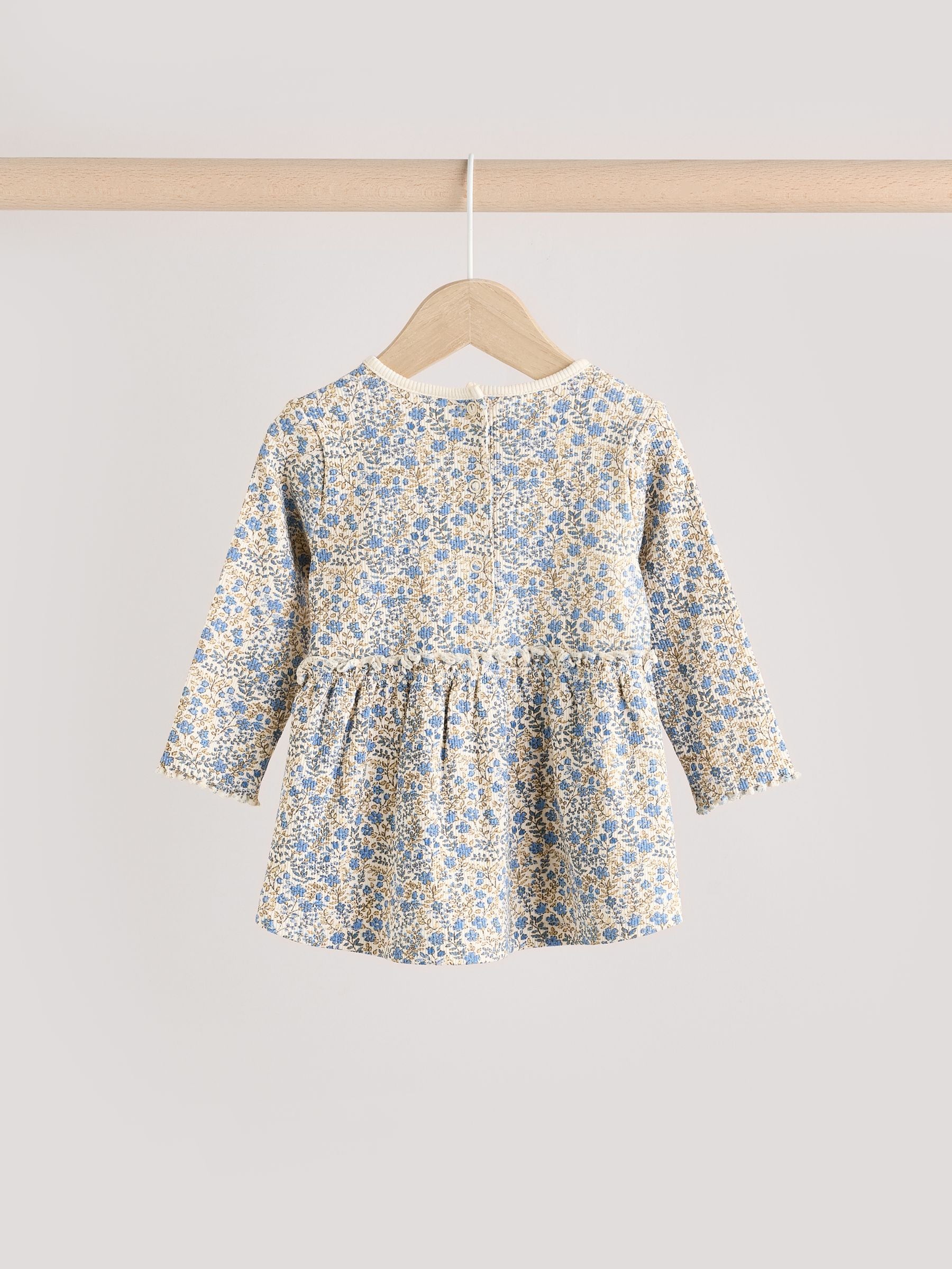 Blue Ditsy Floral Long Sleeve Peplum Top & Leggings Baby Set