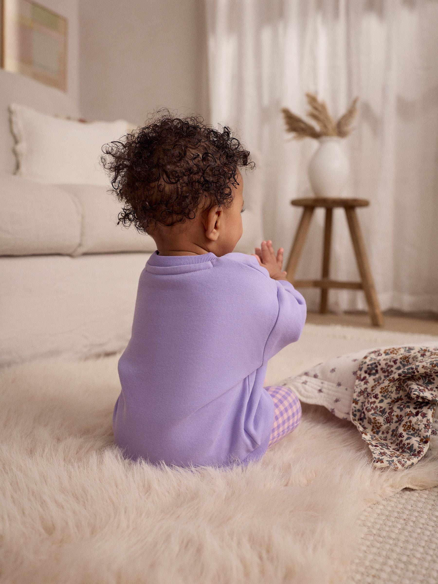 Purple Flower Baby Sweat and Leggings Set