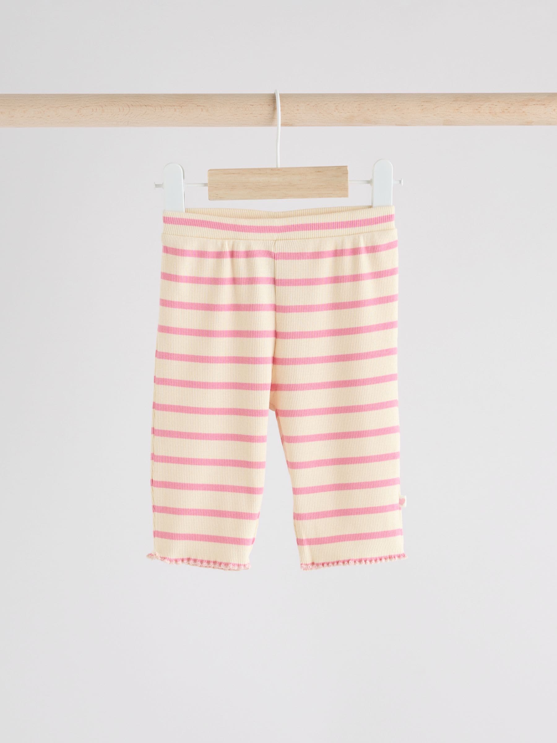 White/Pink Stripe Baby Top and Wide Leg Trousers 2 Piece Set