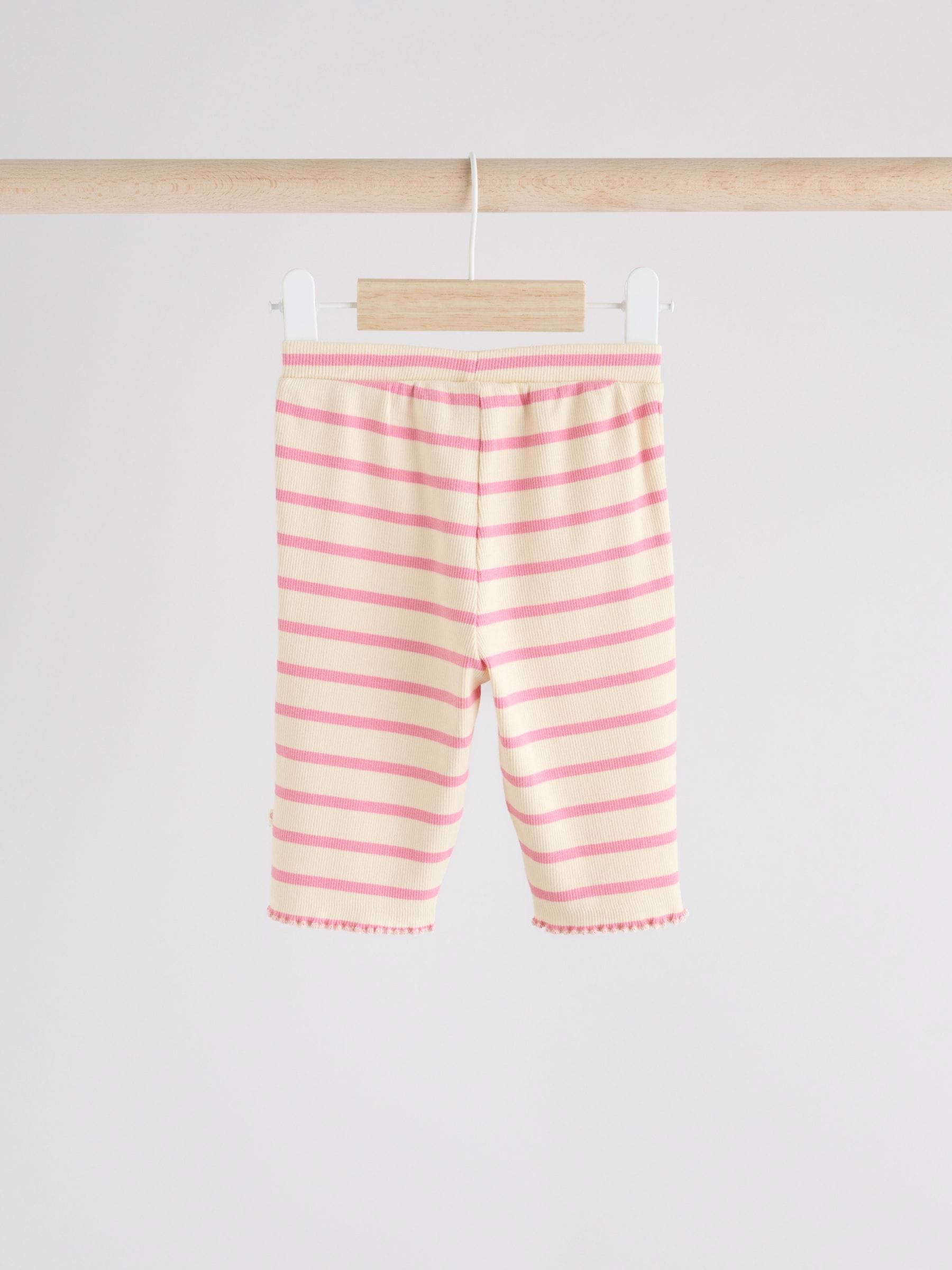 White/Pink Stripe Baby Top and Wide Leg Trousers 2 Piece Set