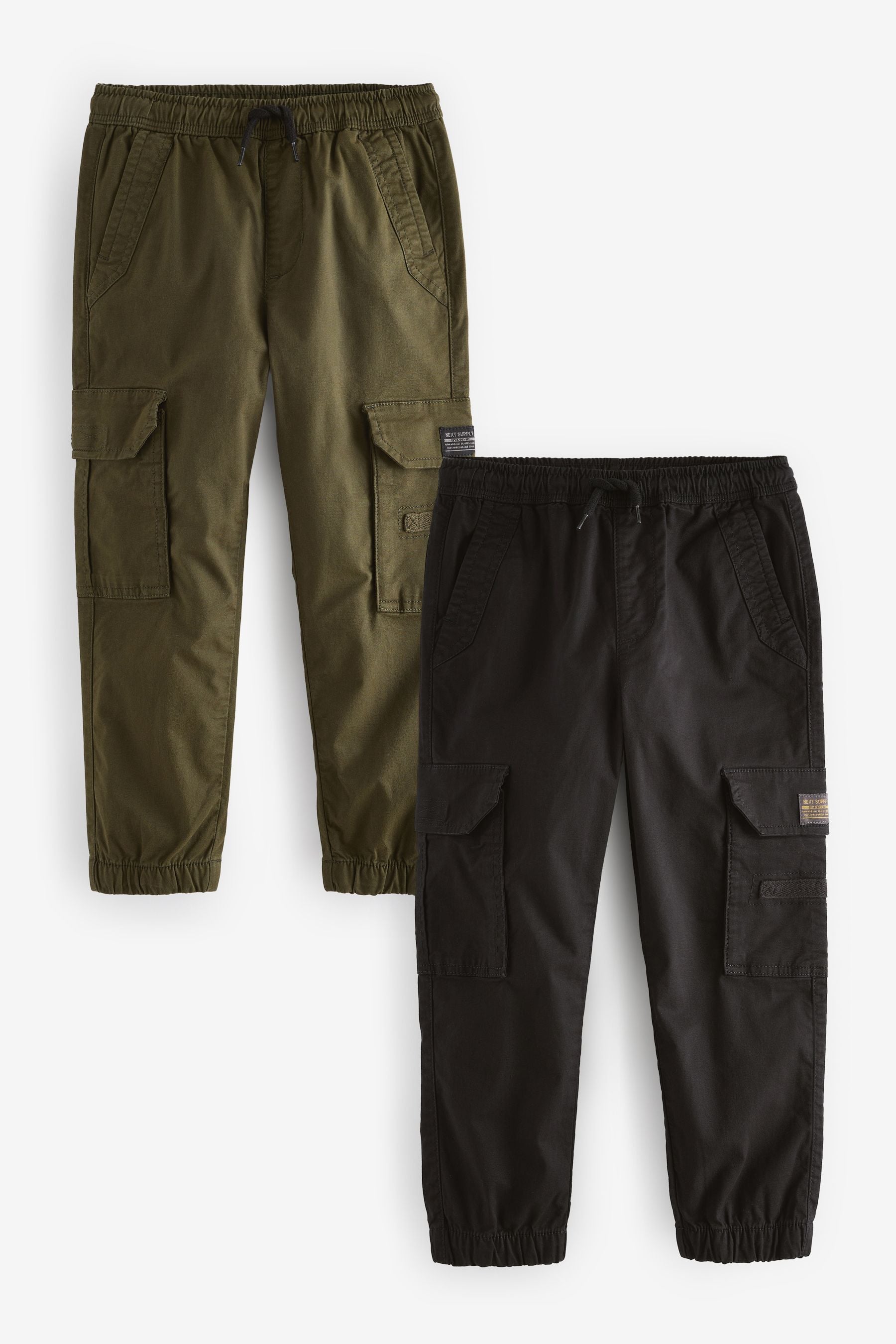 Black/Khaki Green Cargo Trousers 2 Pack (3-16yrs)