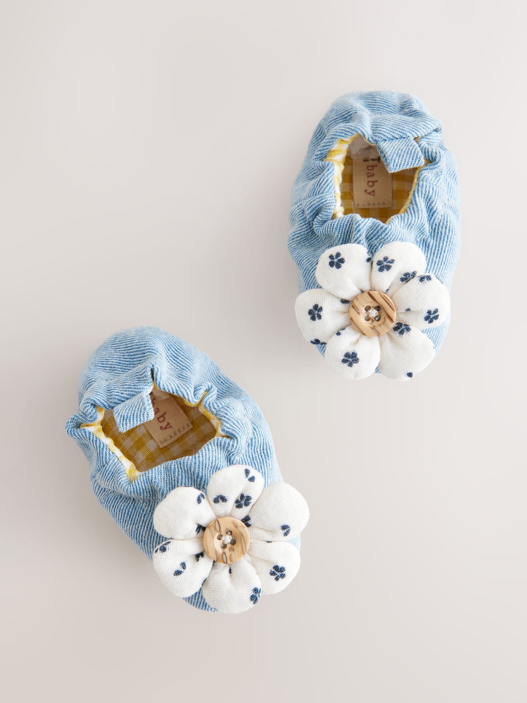 Blue Denim Flower Baby Slip On Shoes (0-24mths)