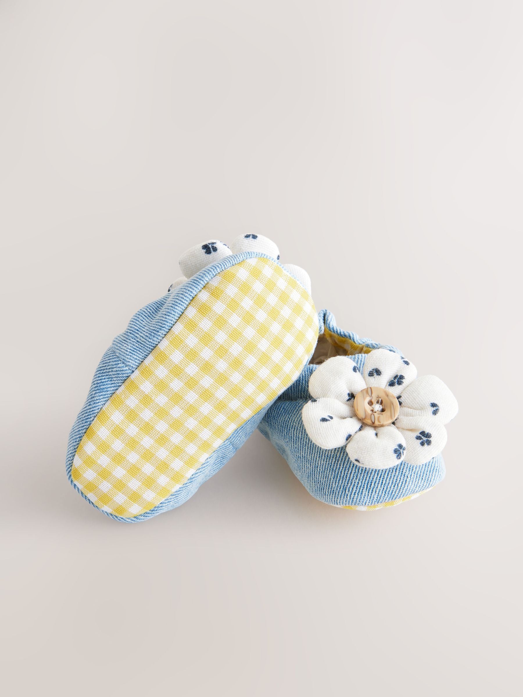 Blue Denim Flower Baby Slip On Shoes (0-24mths)