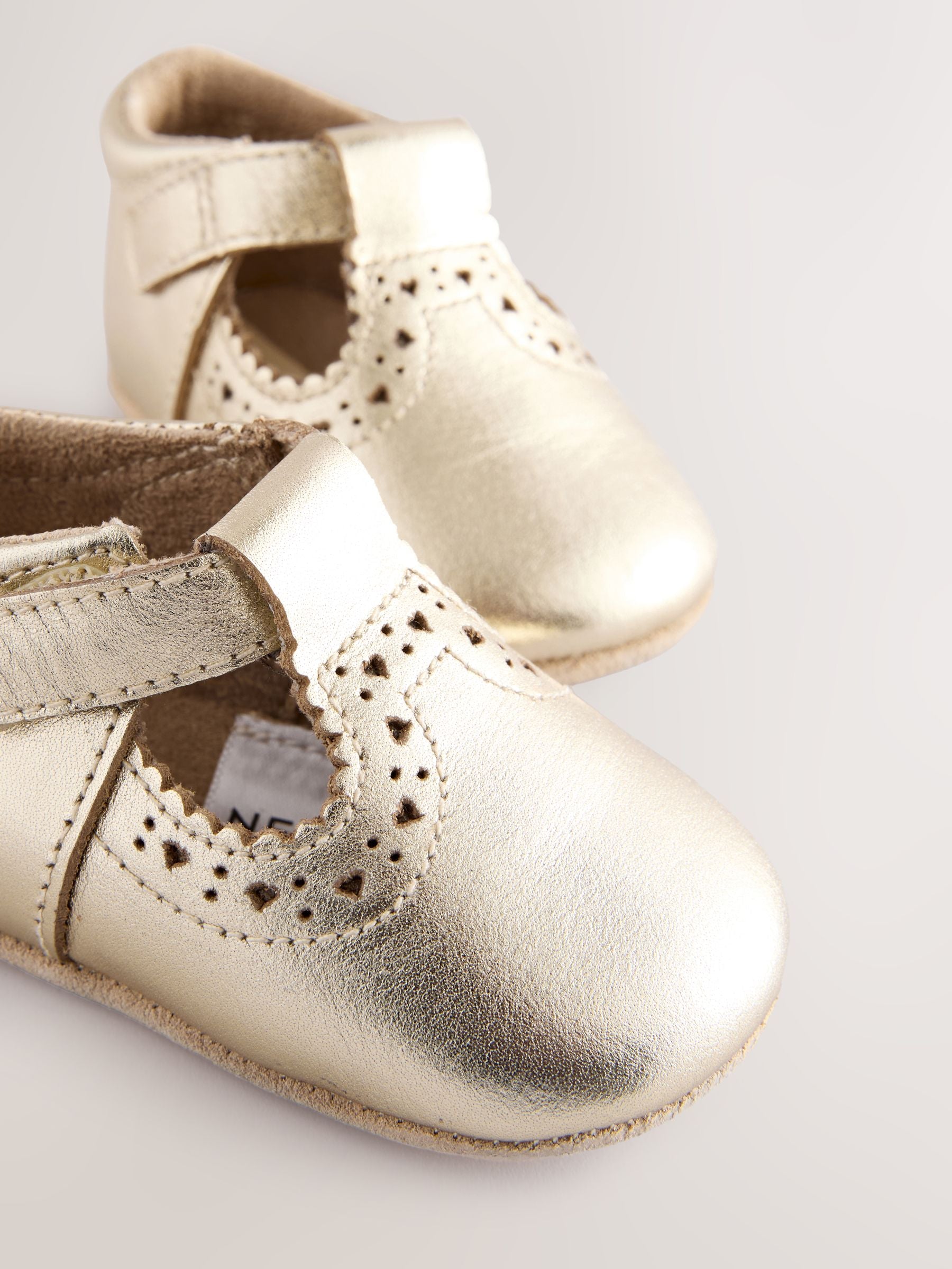 Gold Leather Baby T-Bar Shoes (0-24mths)