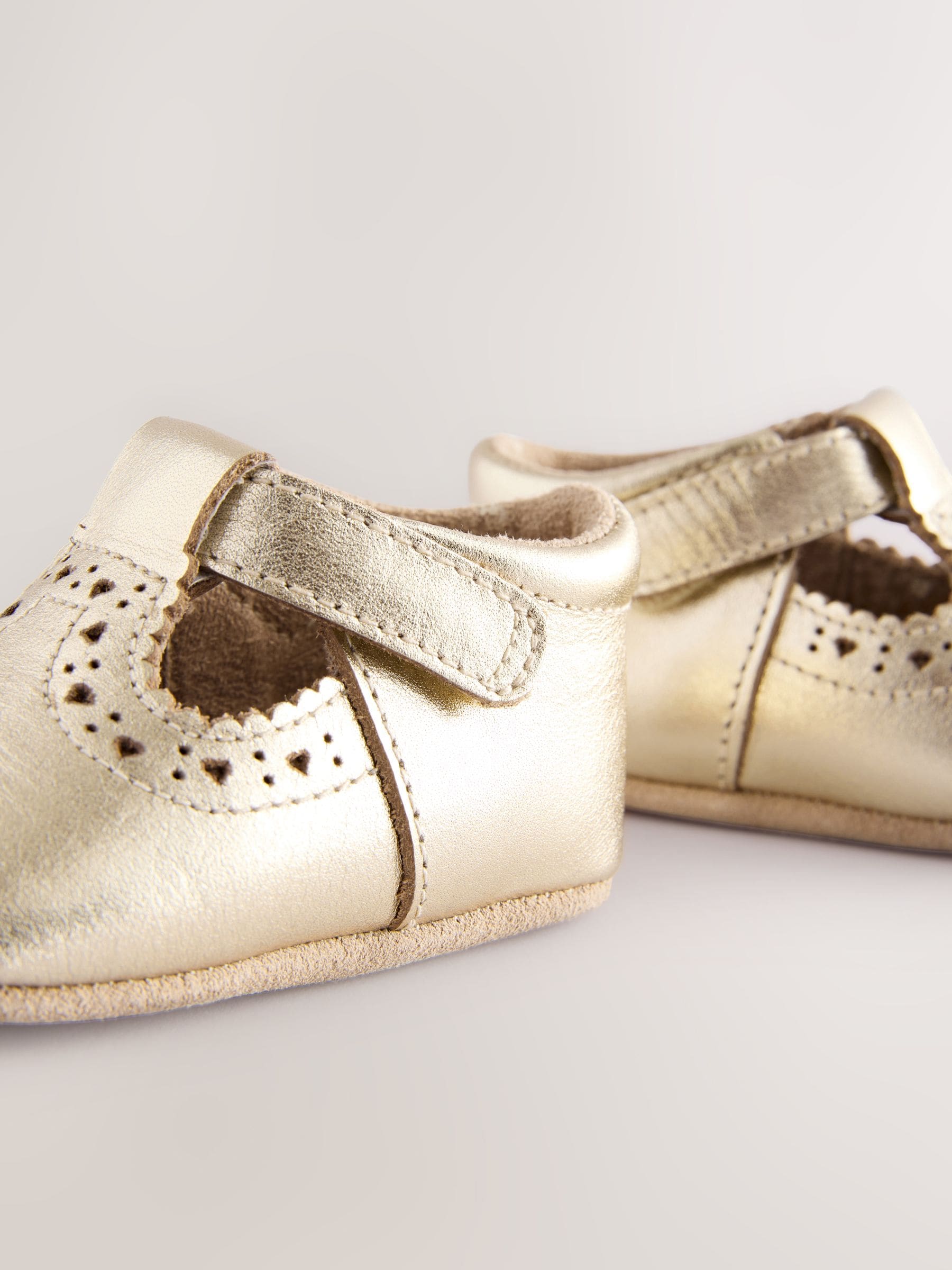 Gold Leather Baby T-Bar Shoes (0-24mths)