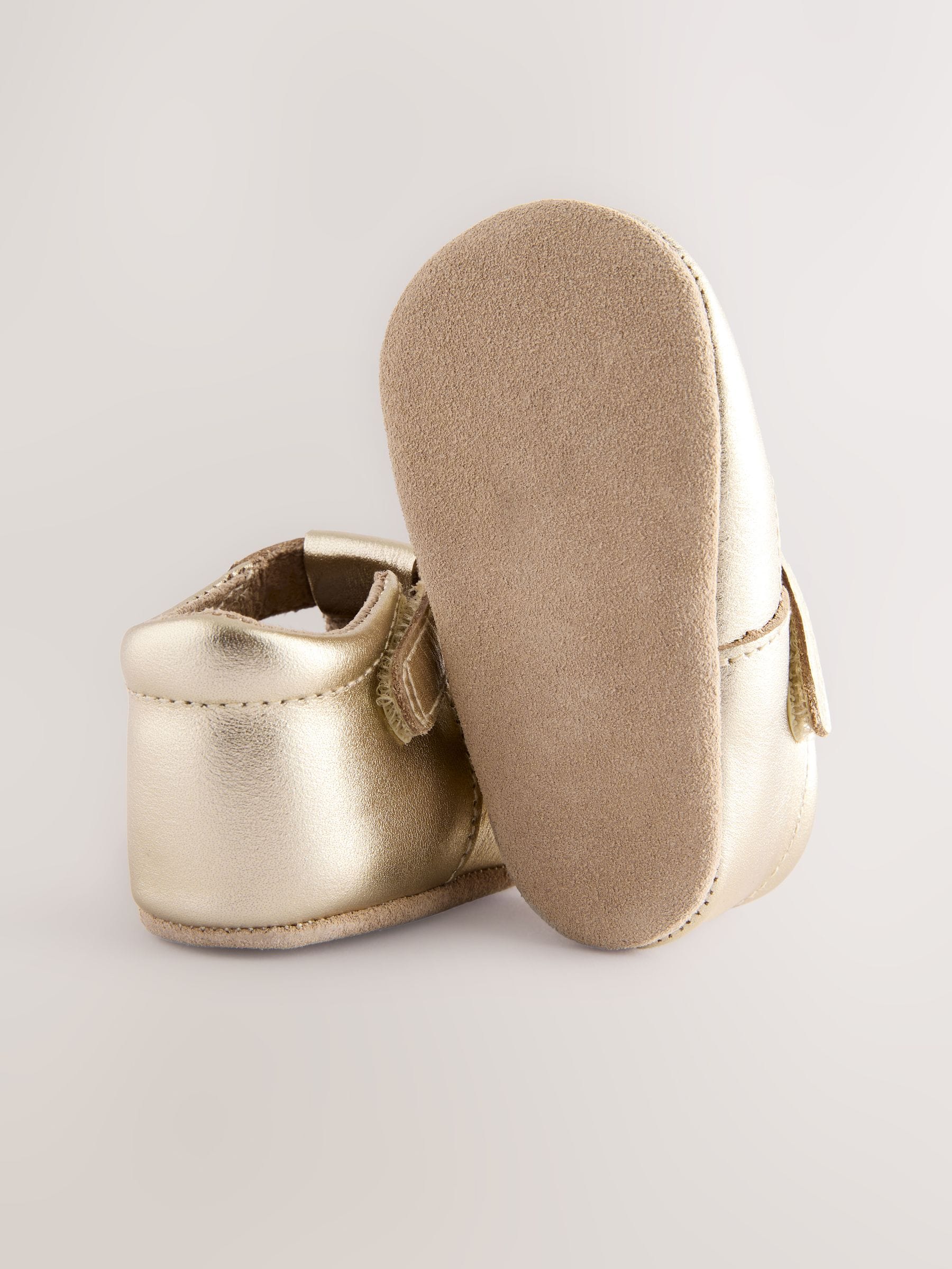 Gold Leather Baby T-Bar Shoes (0-24mths)