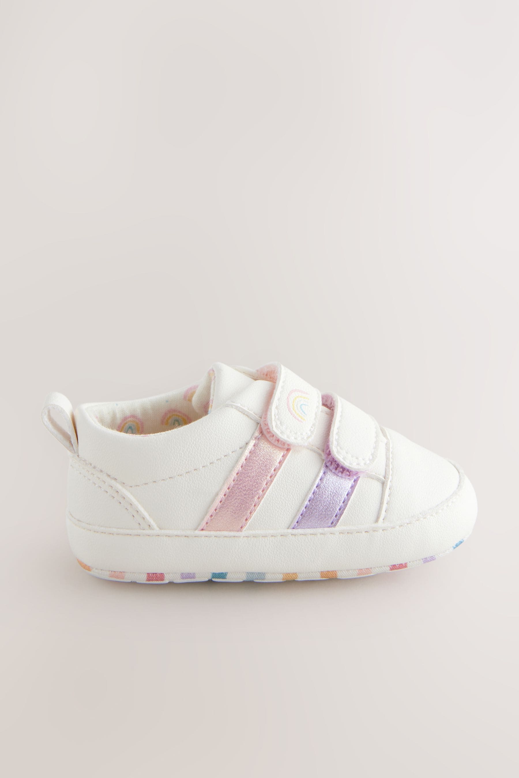 White Rainbow Touch Fasten Baby Trainers (0-24mths)