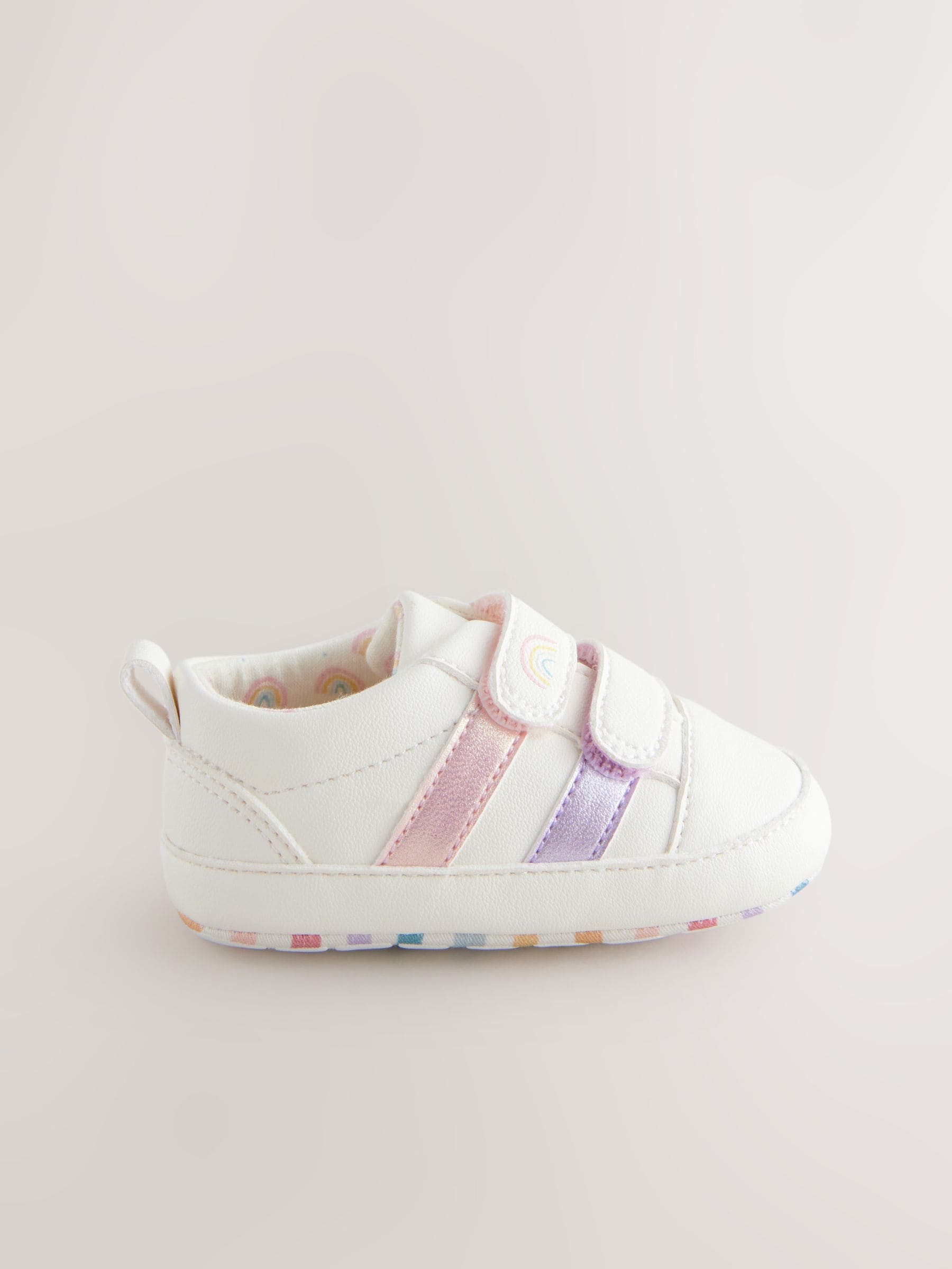 White Rainbow Touch Fasten Baby Trainers (0-24mths)