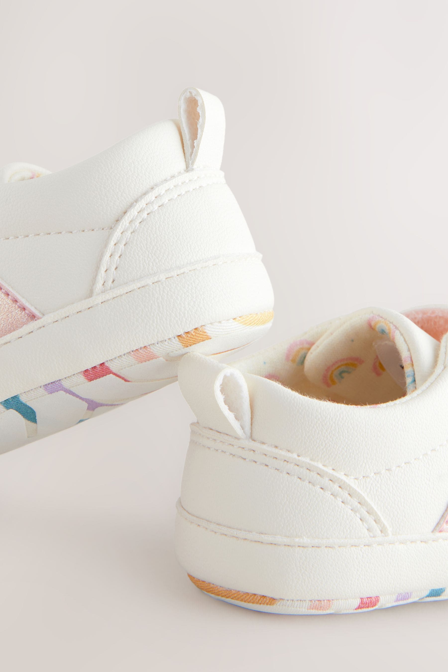 White Rainbow Touch Fasten Baby Trainers (0-24mths)