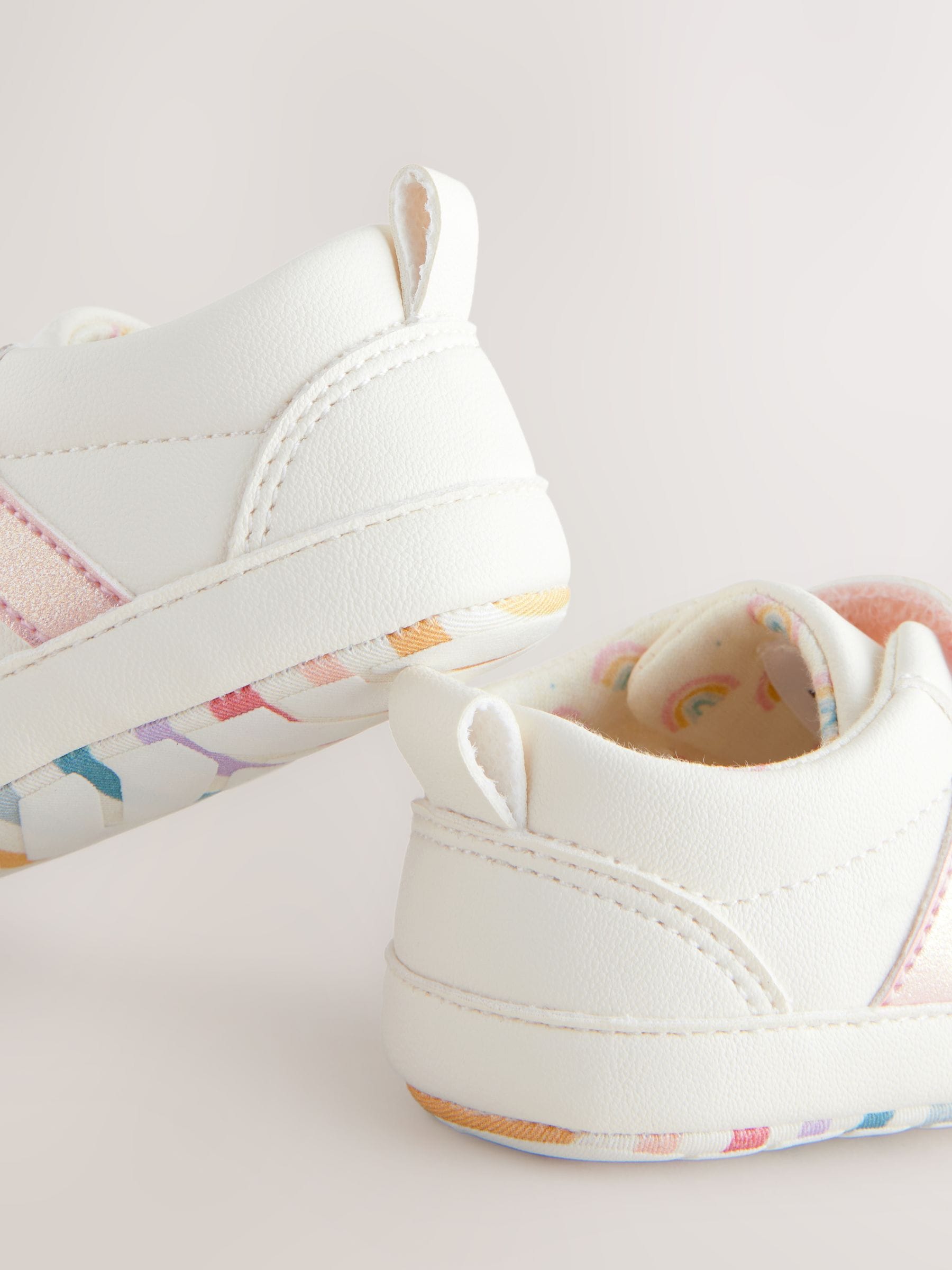 White Rainbow Touch Fasten Baby Trainers (0-24mths)