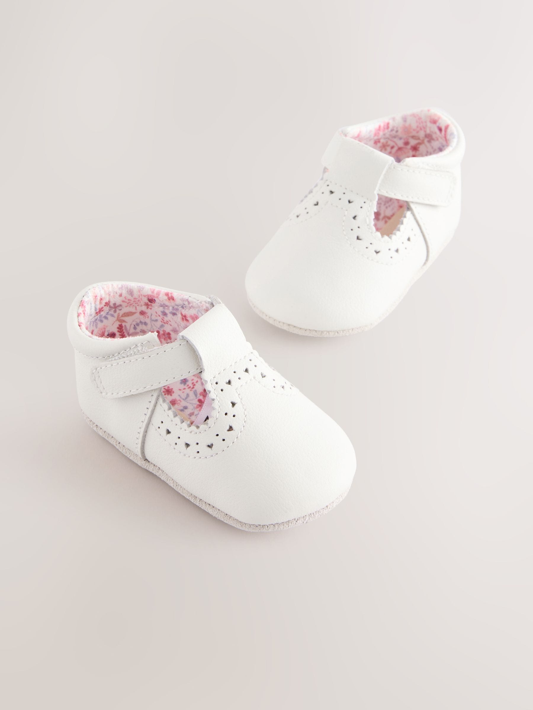 White Leather Baby T-Bar Shoes (0-24mths)