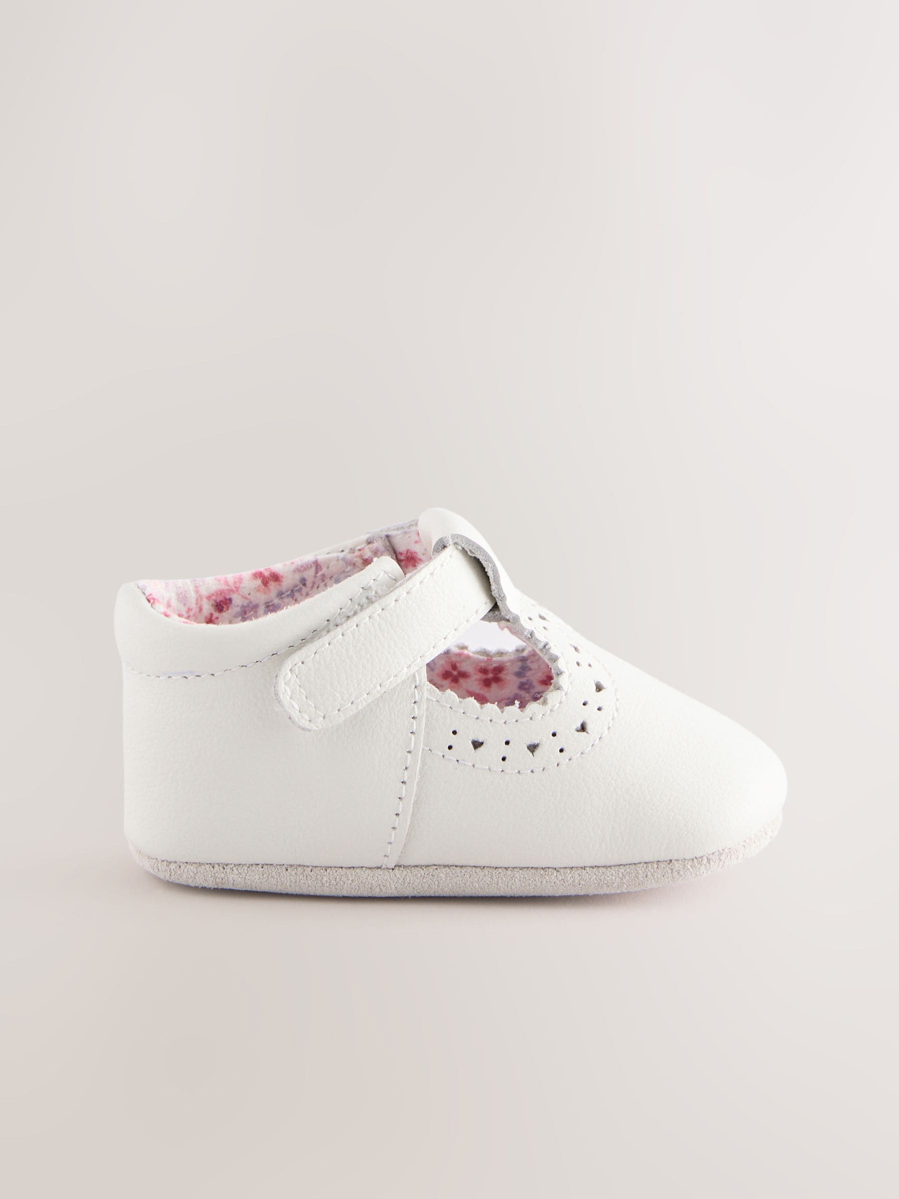 White Leather Baby T-Bar Shoes (0-24mths)