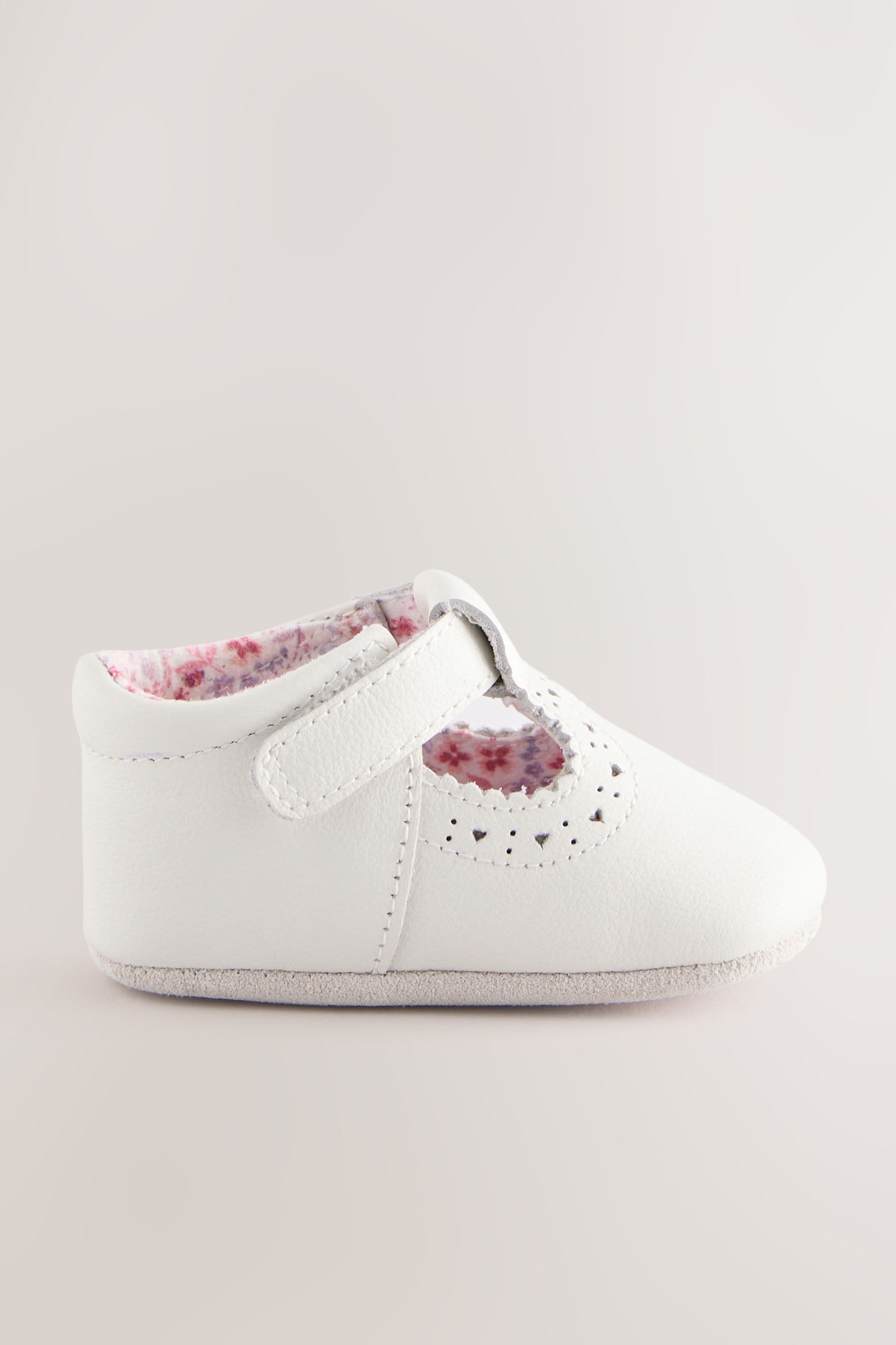 White Leather Baby T-Bar Shoes (0-24mths)