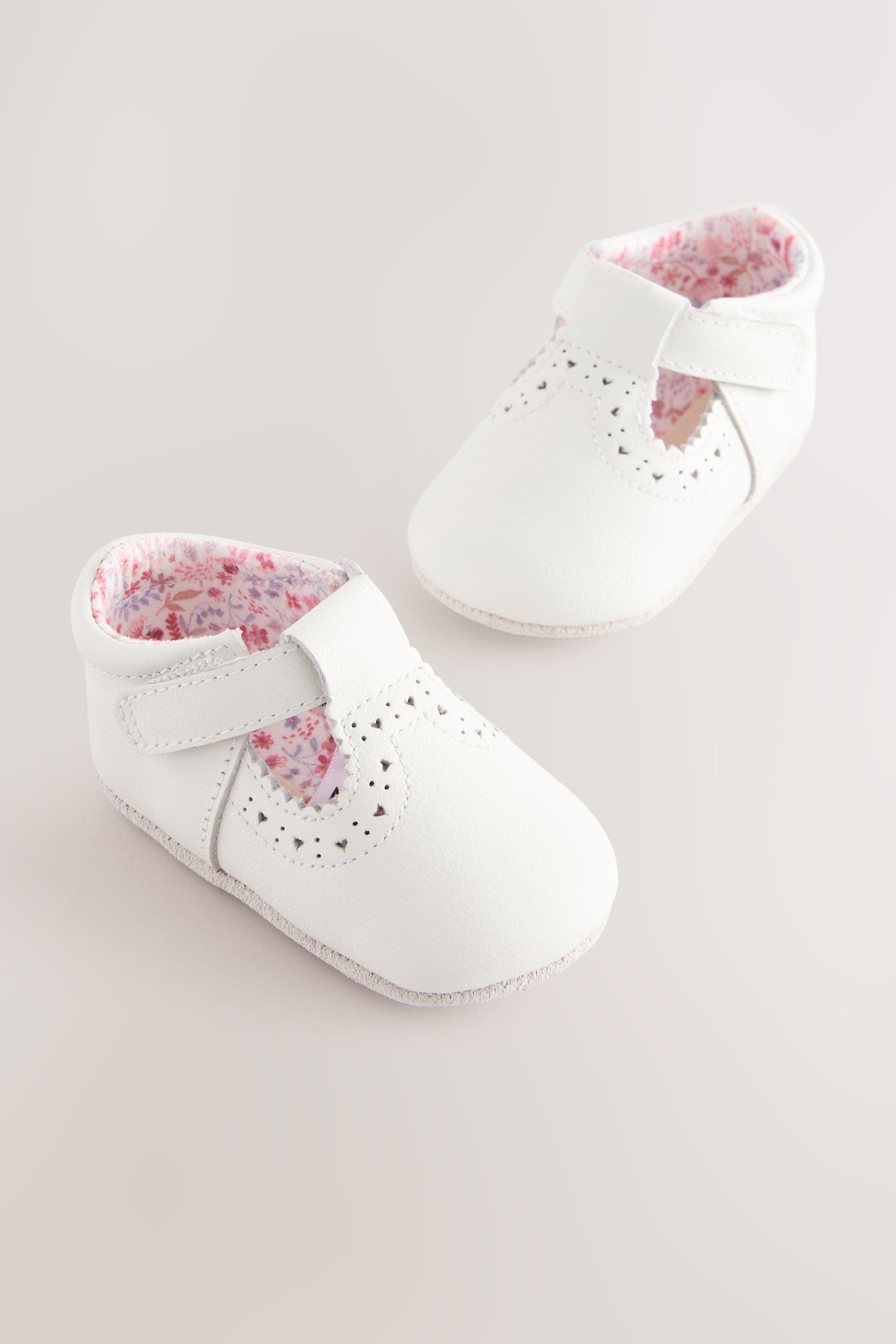 White Leather Baby T-Bar Shoes (0-24mths)