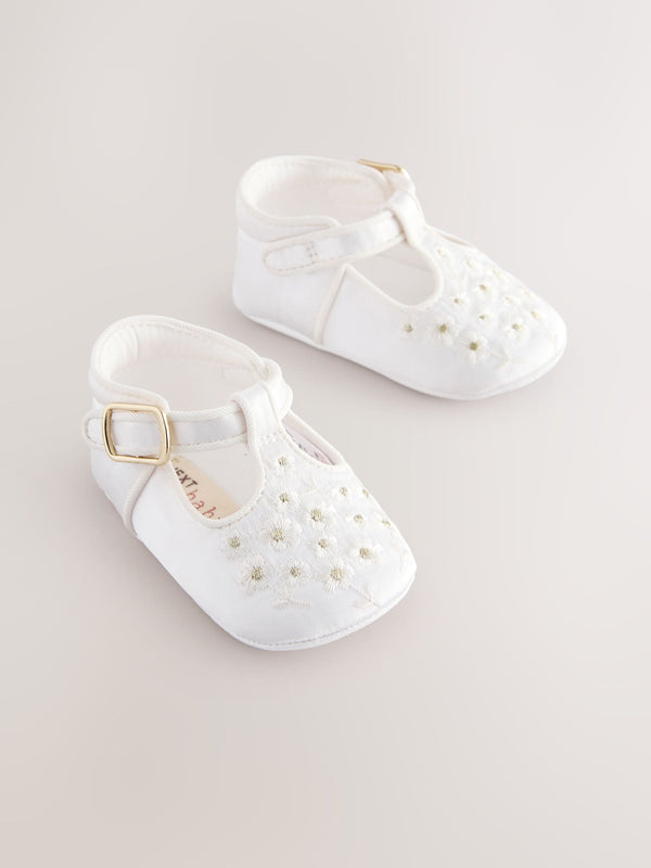 Ivory Embroidered Occasion Baby Shoes (0-24mths)