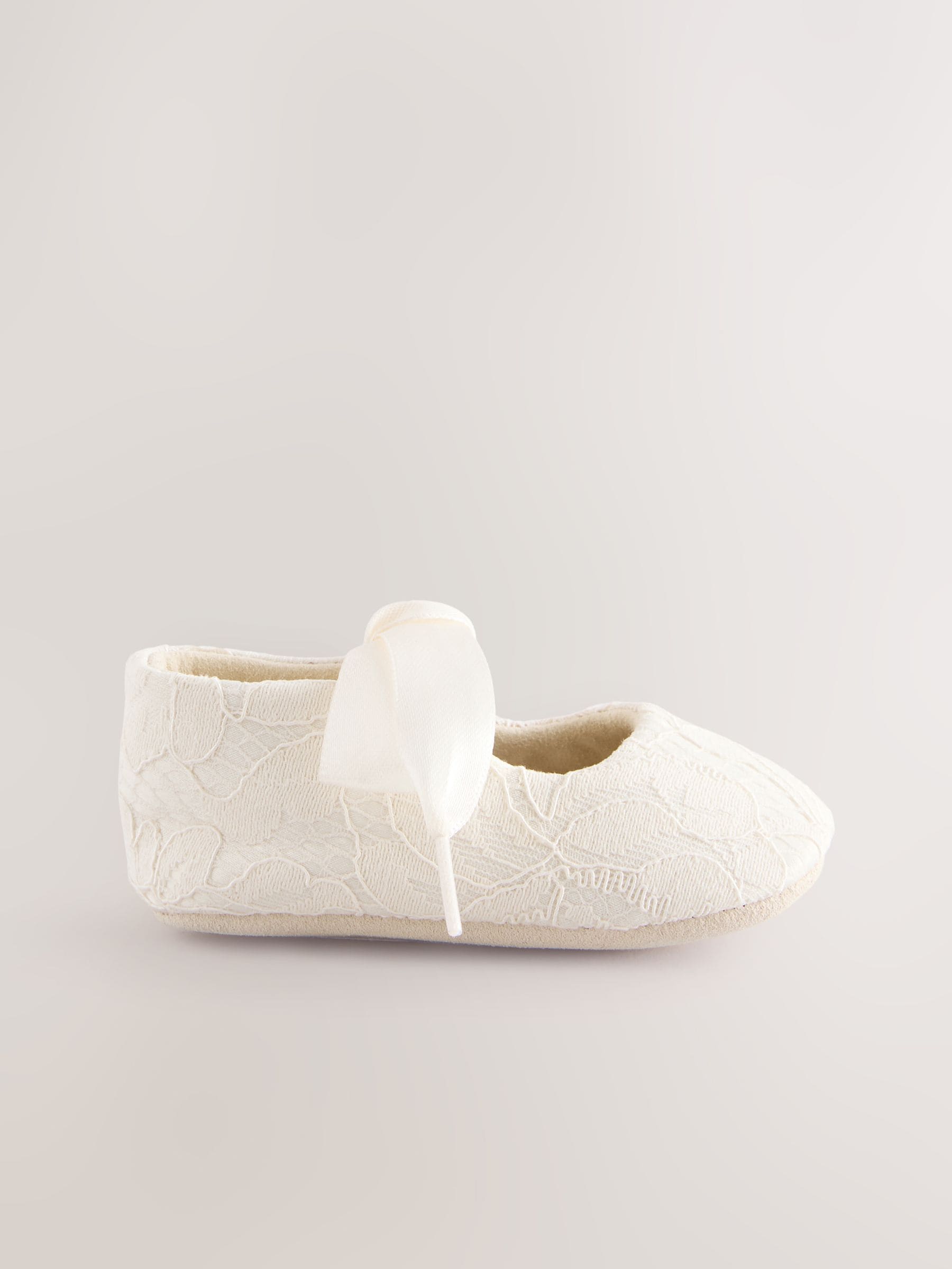 Cream Lace Baby Tie Front Occasion Shoes (0-24mths)