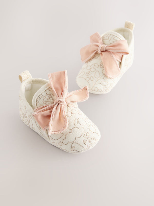 Cream Embroidery Baby Booties (0-18mths)