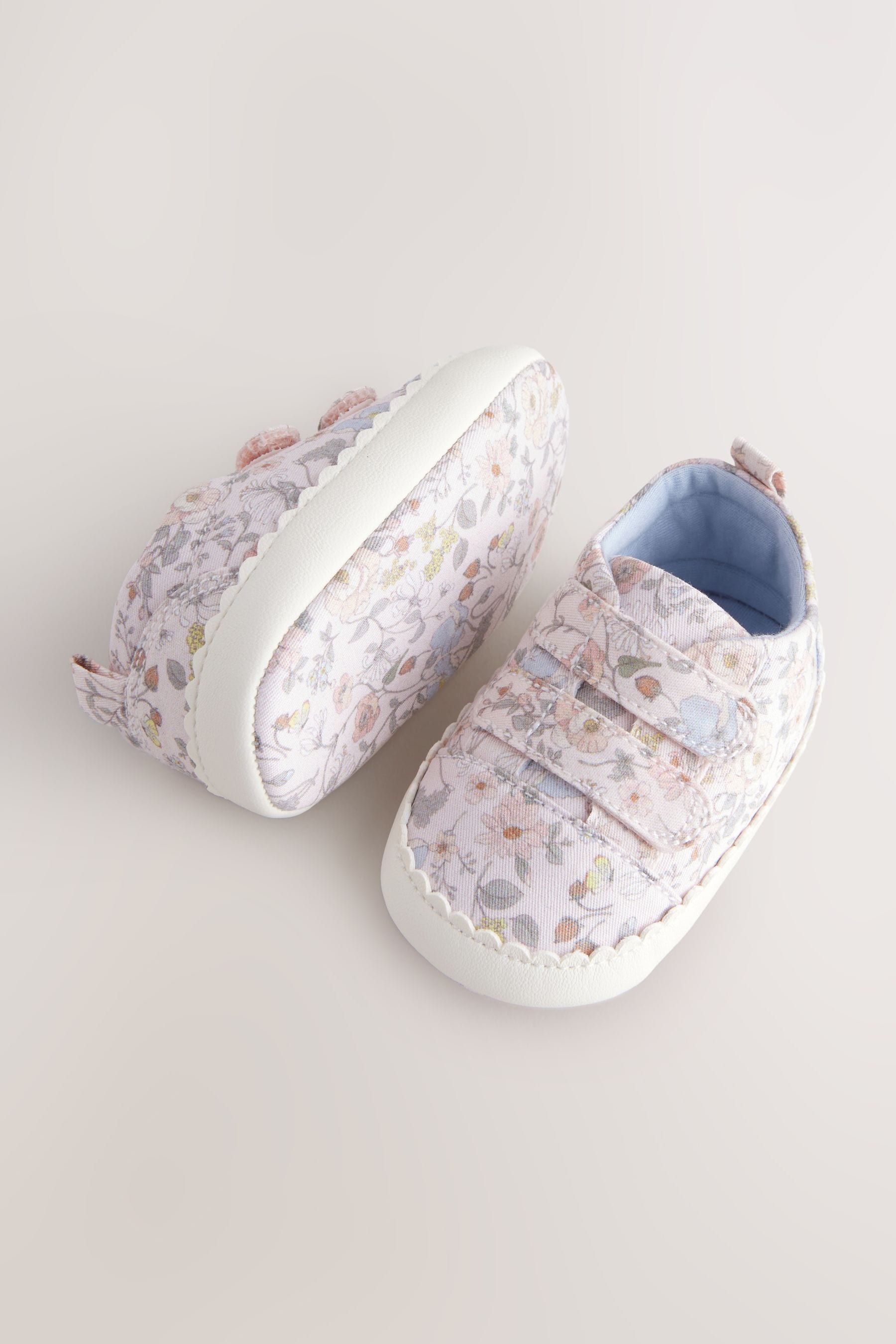 Pink Floral Touch Fasten Baby Trainers (0-24mths)