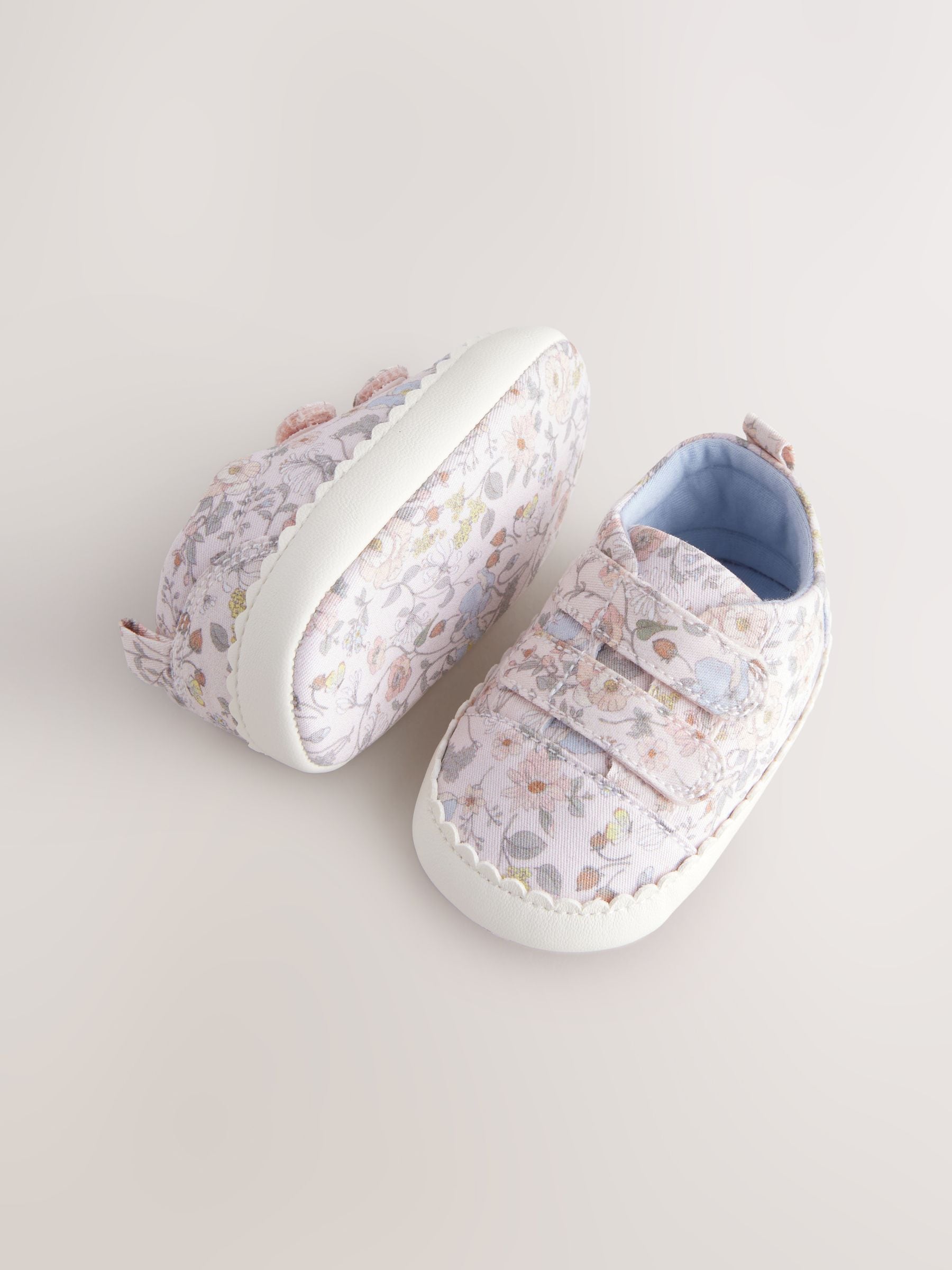 Pink Floral Touch Fasten Baby Trainers (0-24mths)