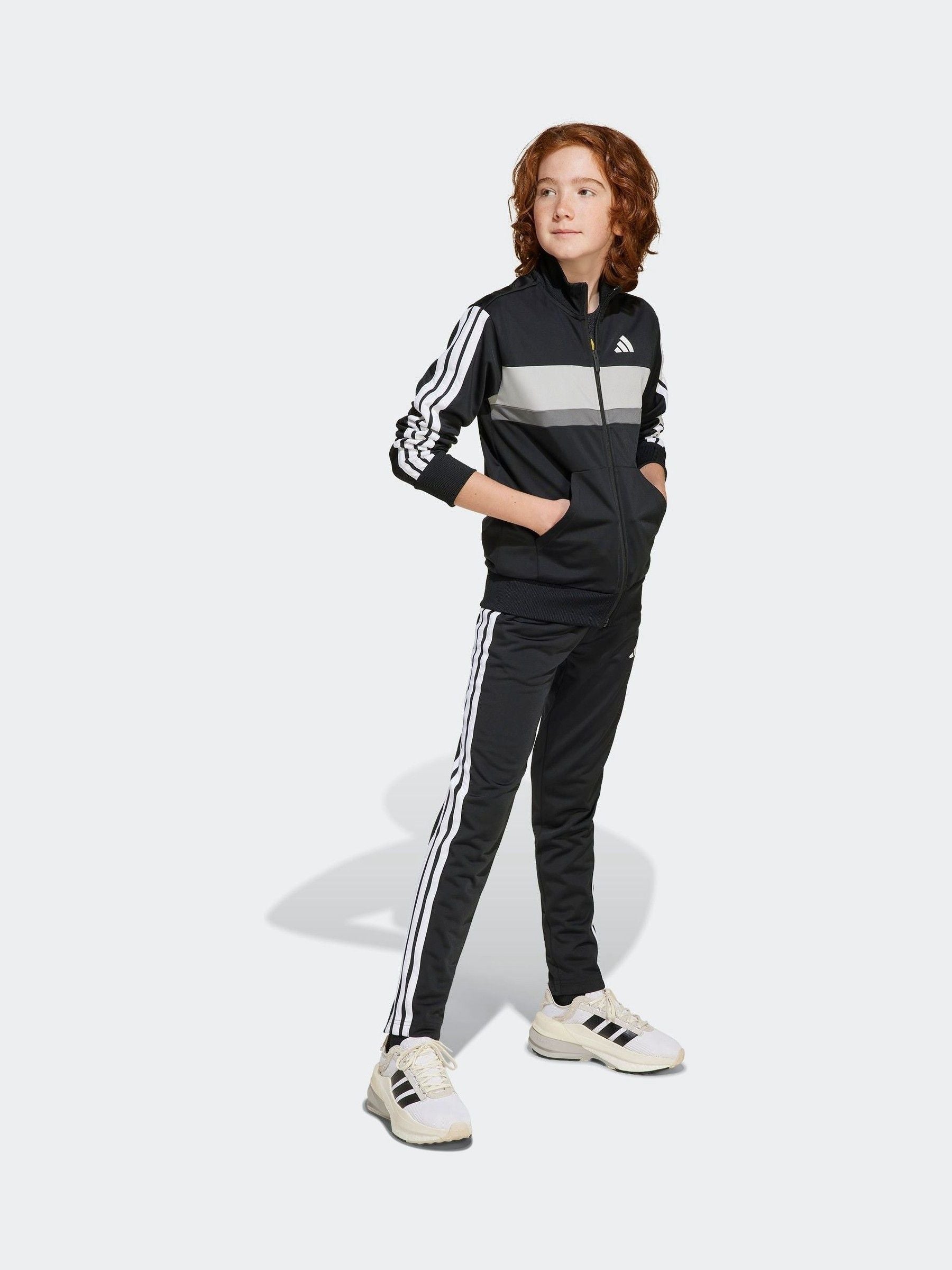 adidas Black 3 Stripe Tibero Tracksuit