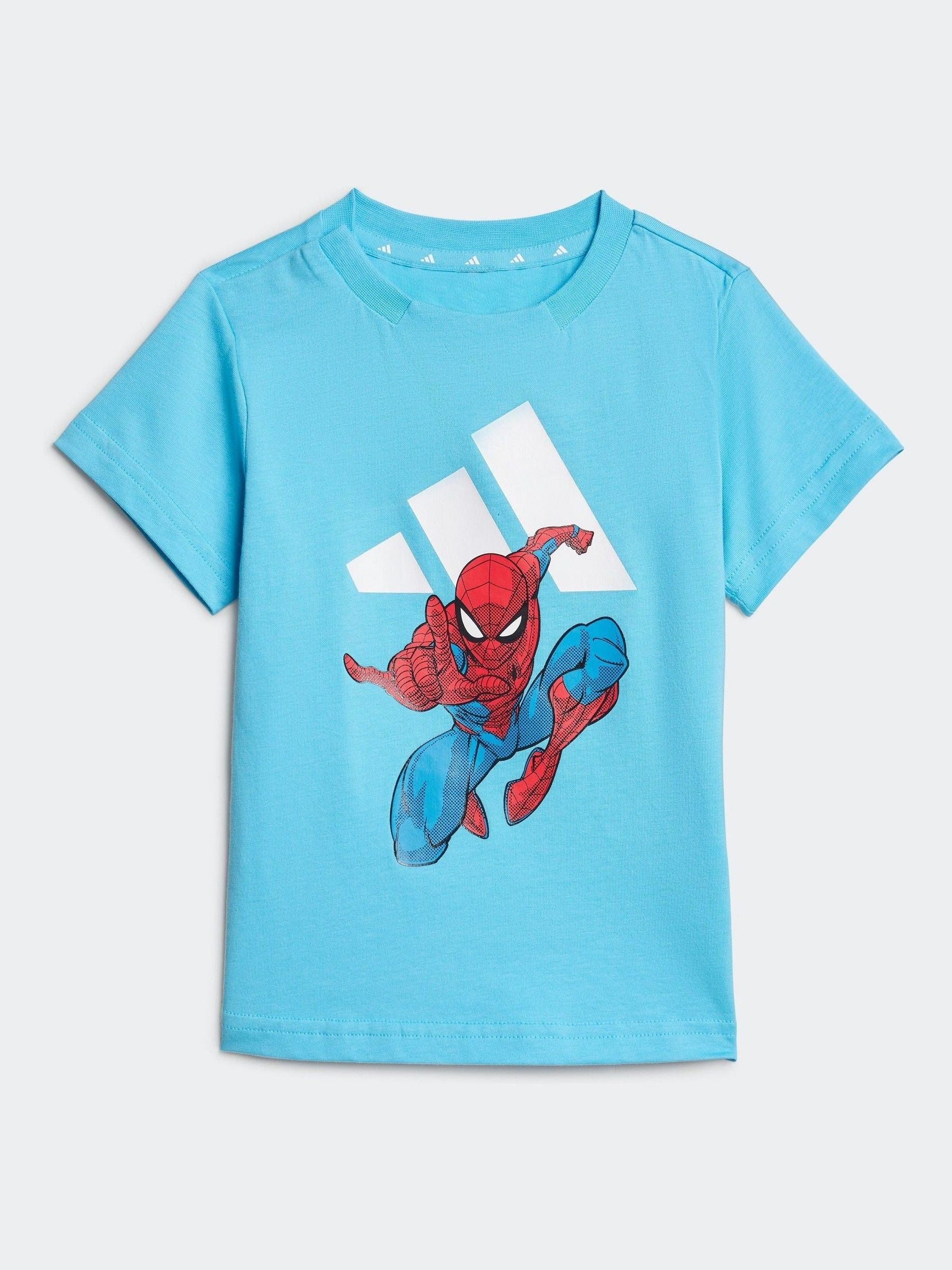 adidas Blue Marvel Spider Man 100% Cotton Shorts T-Shirt Set