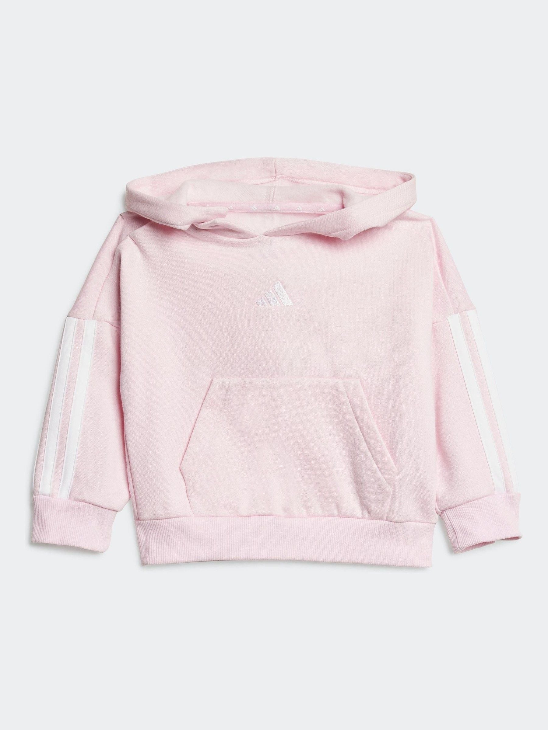 adidas Pink Essentials 3 Stripe Tracksuit