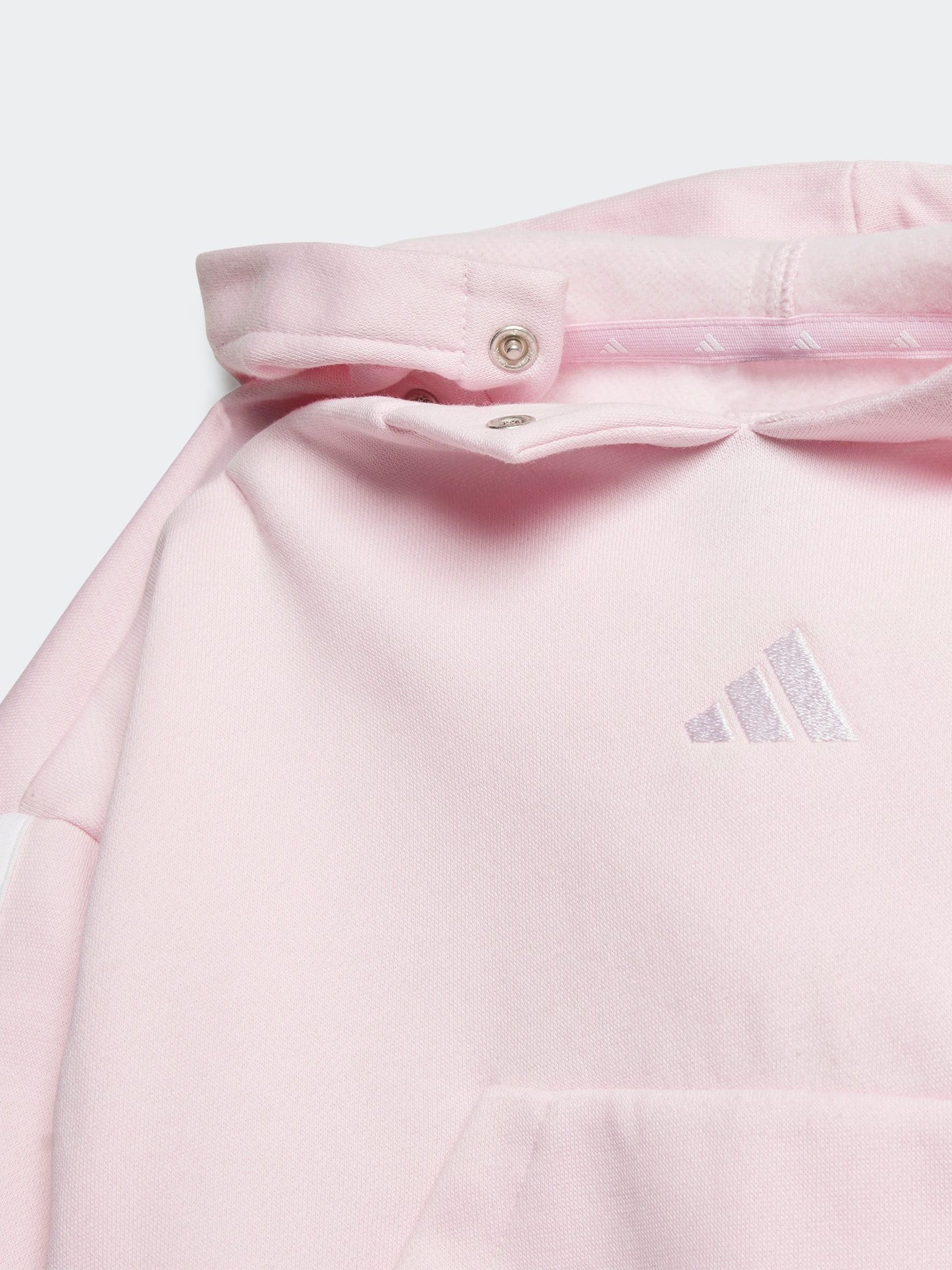 adidas Pink Essentials 3 Stripe Tracksuit