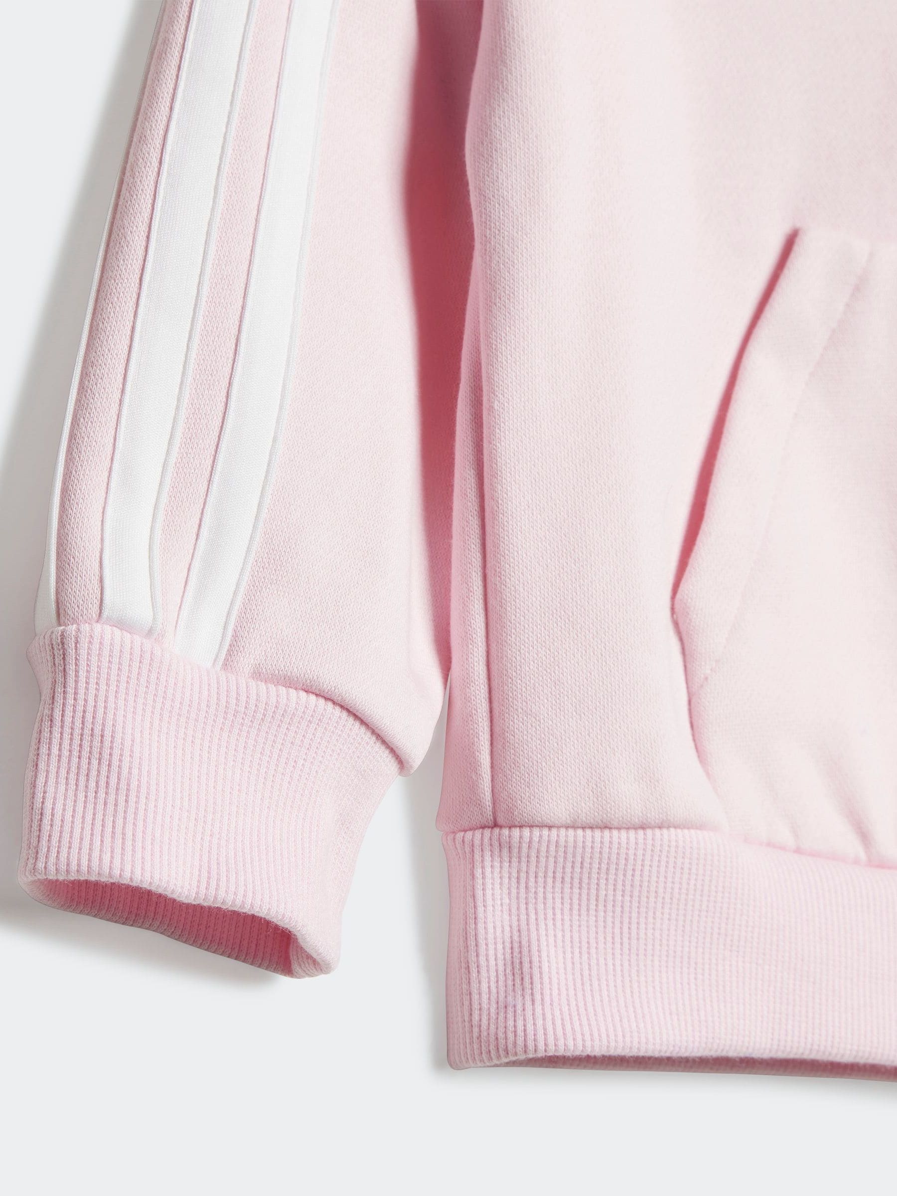 adidas Pink Essentials 3 Stripe Tracksuit