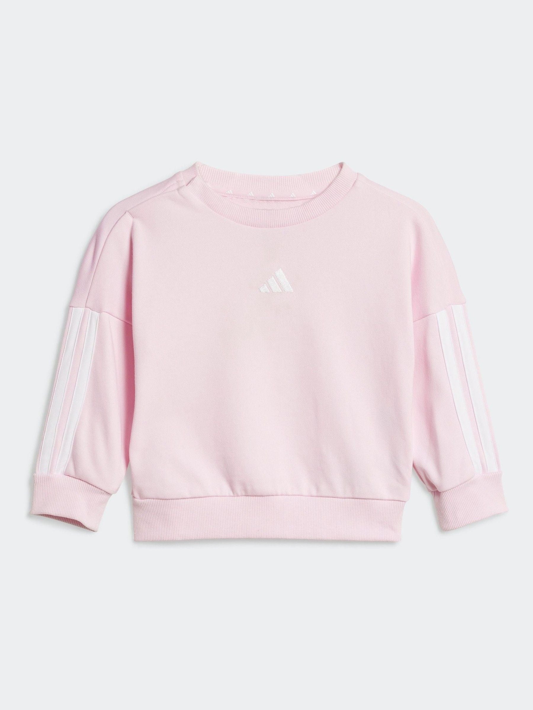 adidas Pink Essentials 3 Stripe Tracksuit