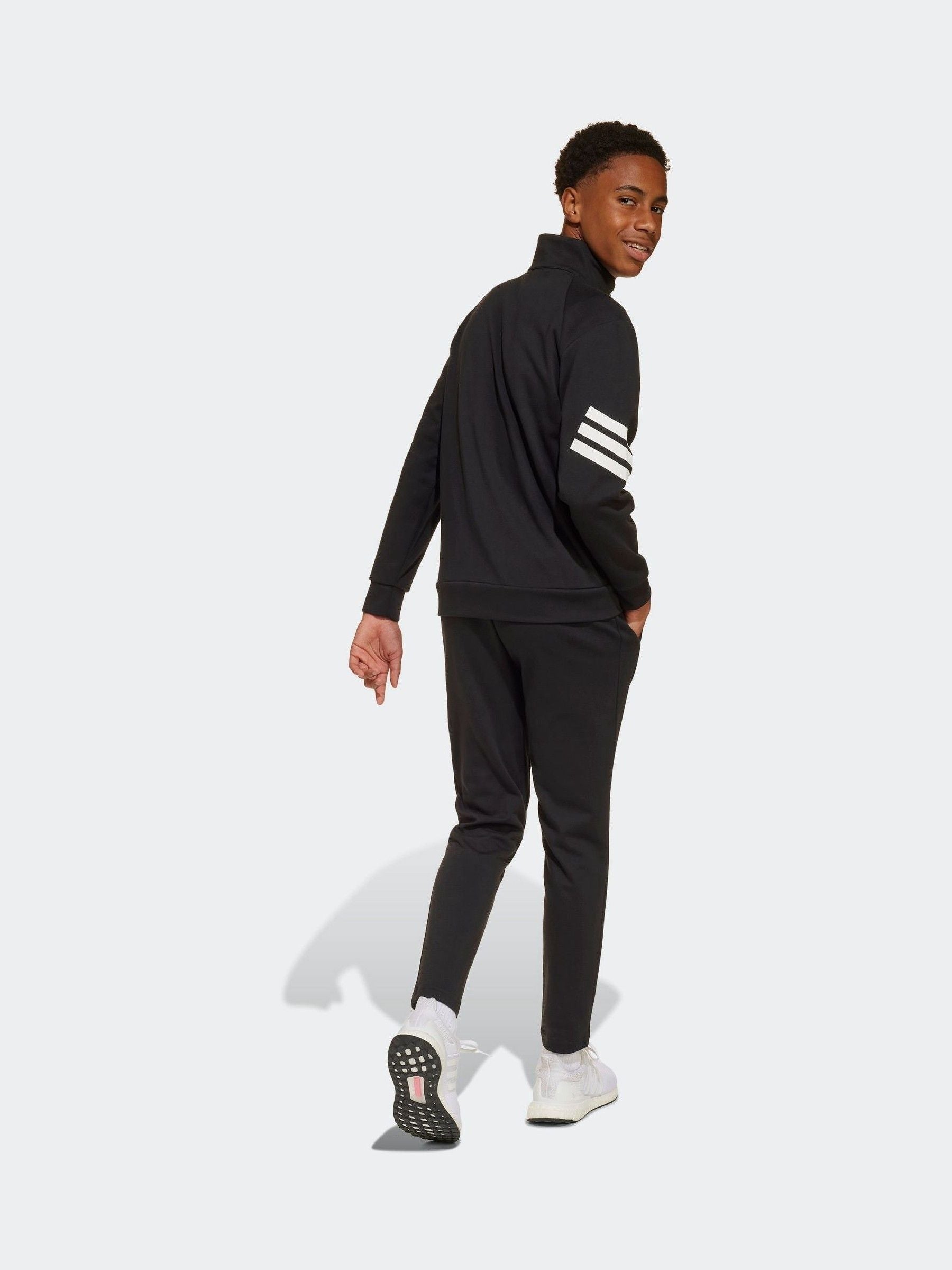 adidas Black Future Icons 3 Stripe Tracksuit