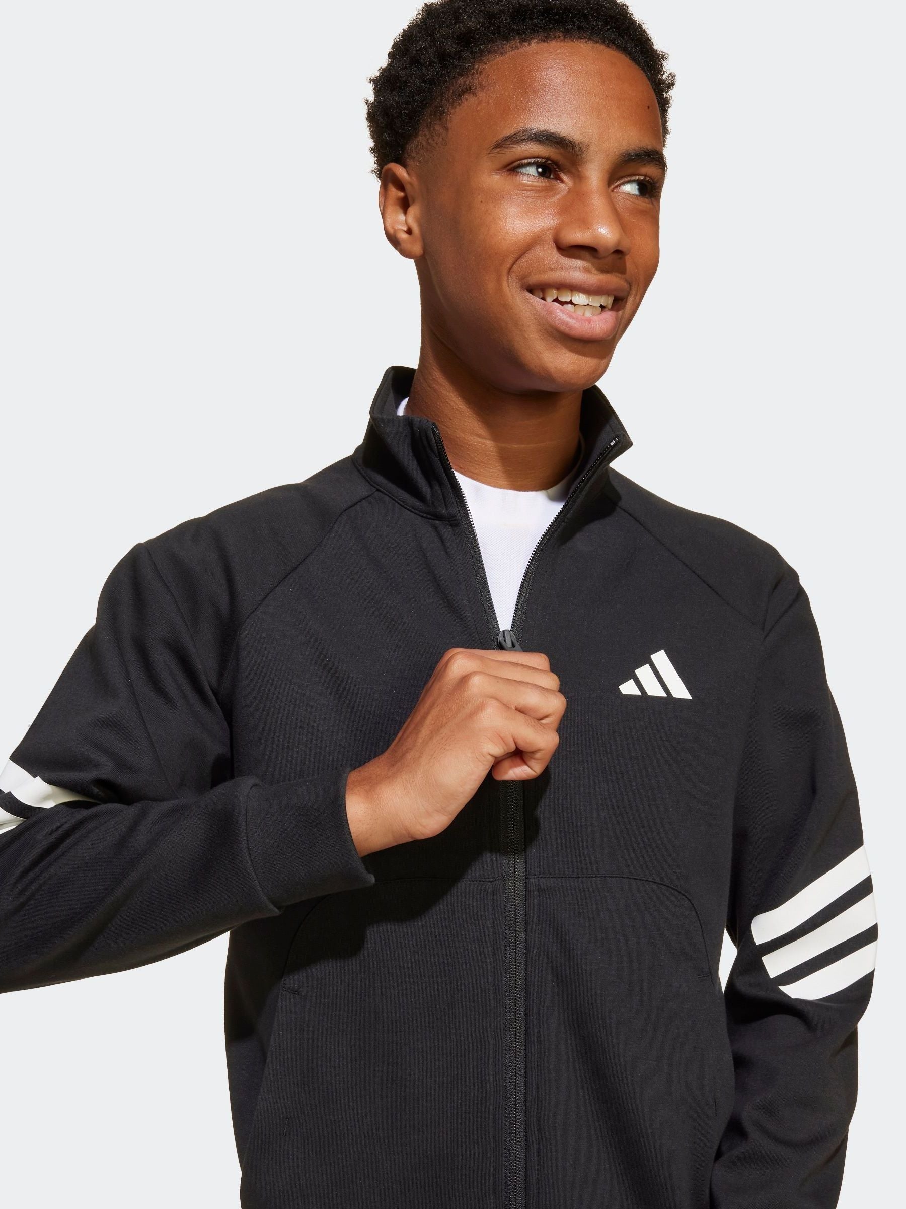 adidas Black Future Icons 3 Stripe Tracksuit