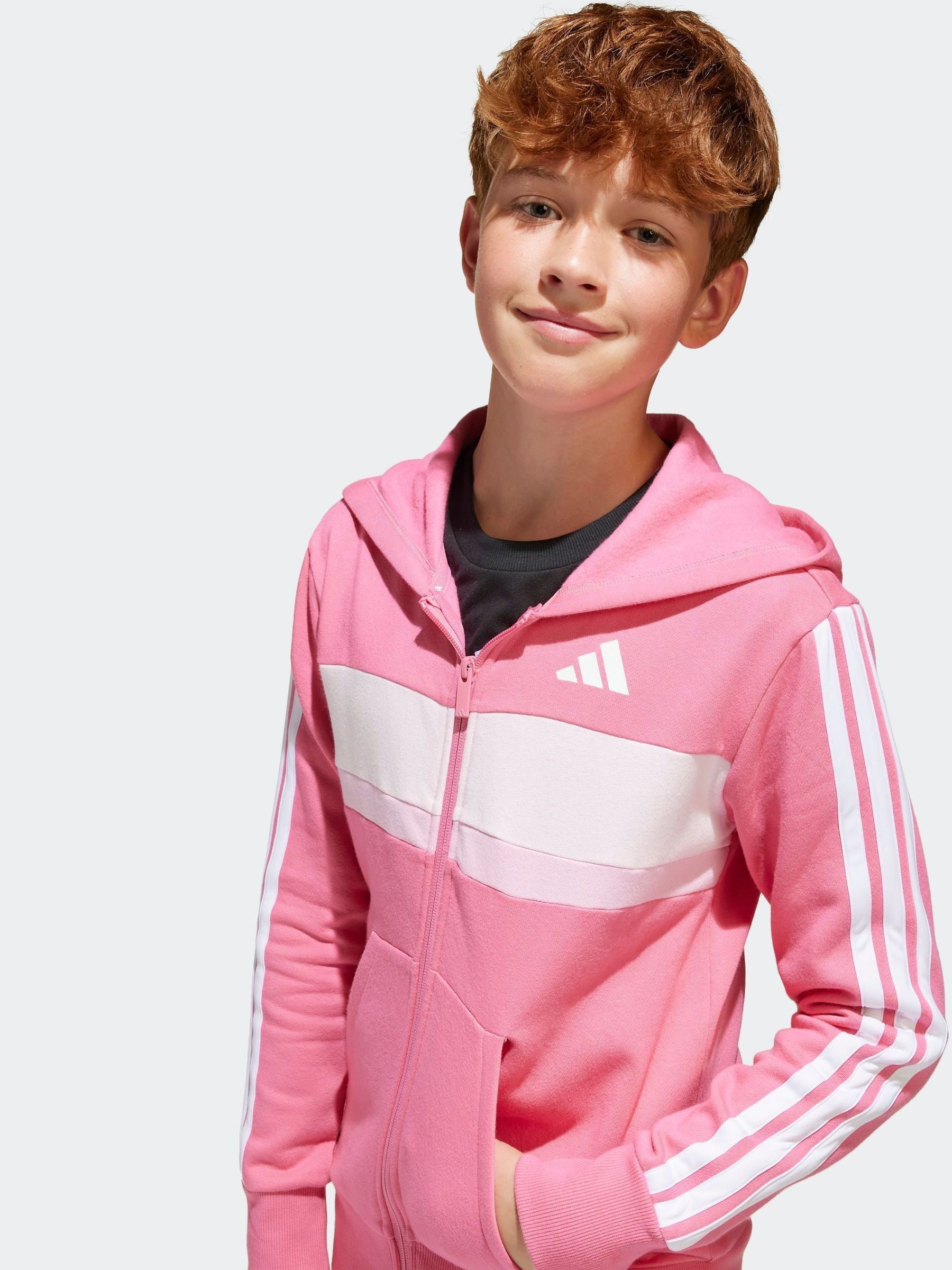 adidas Pink Essentials Tiberio 3 Stripe Tracksuit