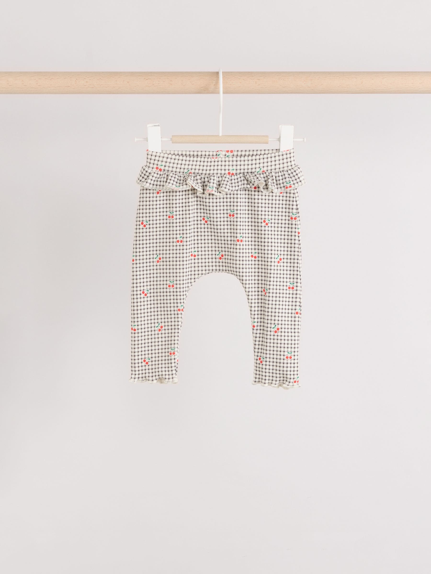 Cream/ Tan/ Grey Flower Print Baby Frill Leggings 3 Pack