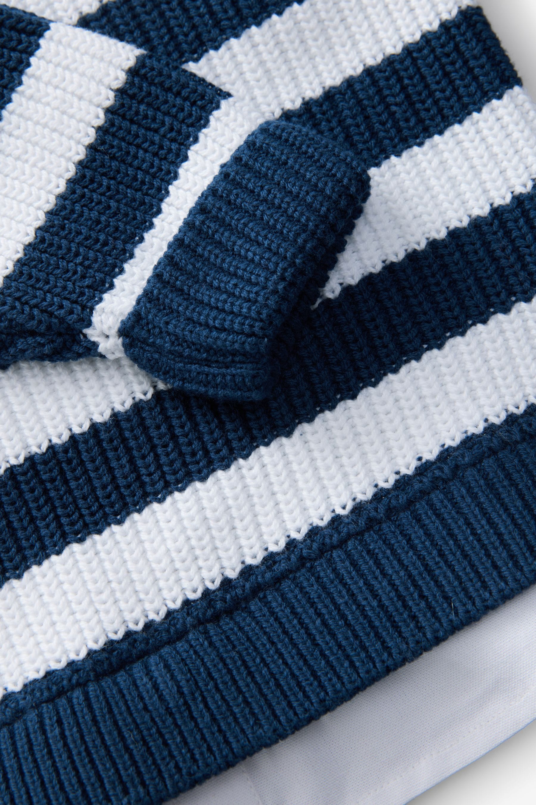 Navy Stripe Knitted Mock Shirt Jumper (3mths-7yrs)