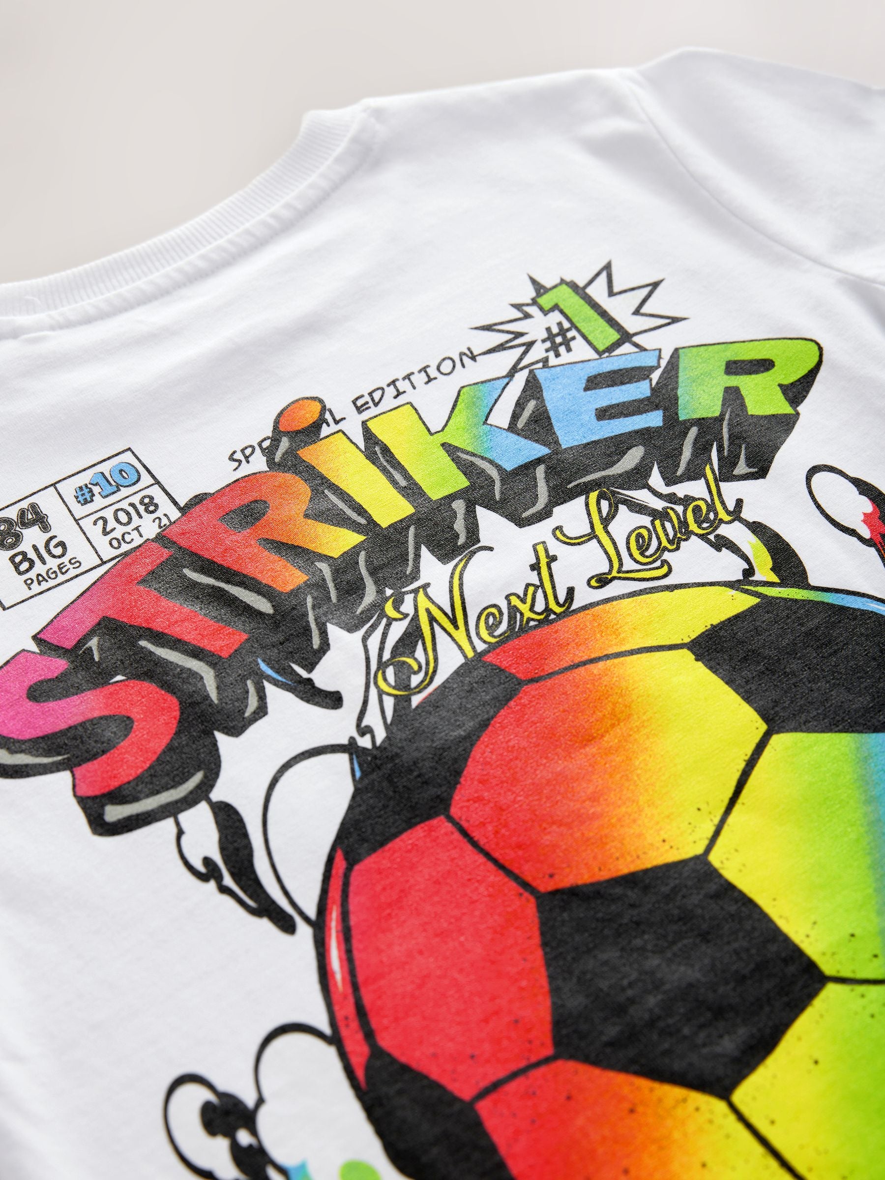 White Football Back Print Short Sleeves Graphic 100% Cotton T-Shirt (3-16yrs)