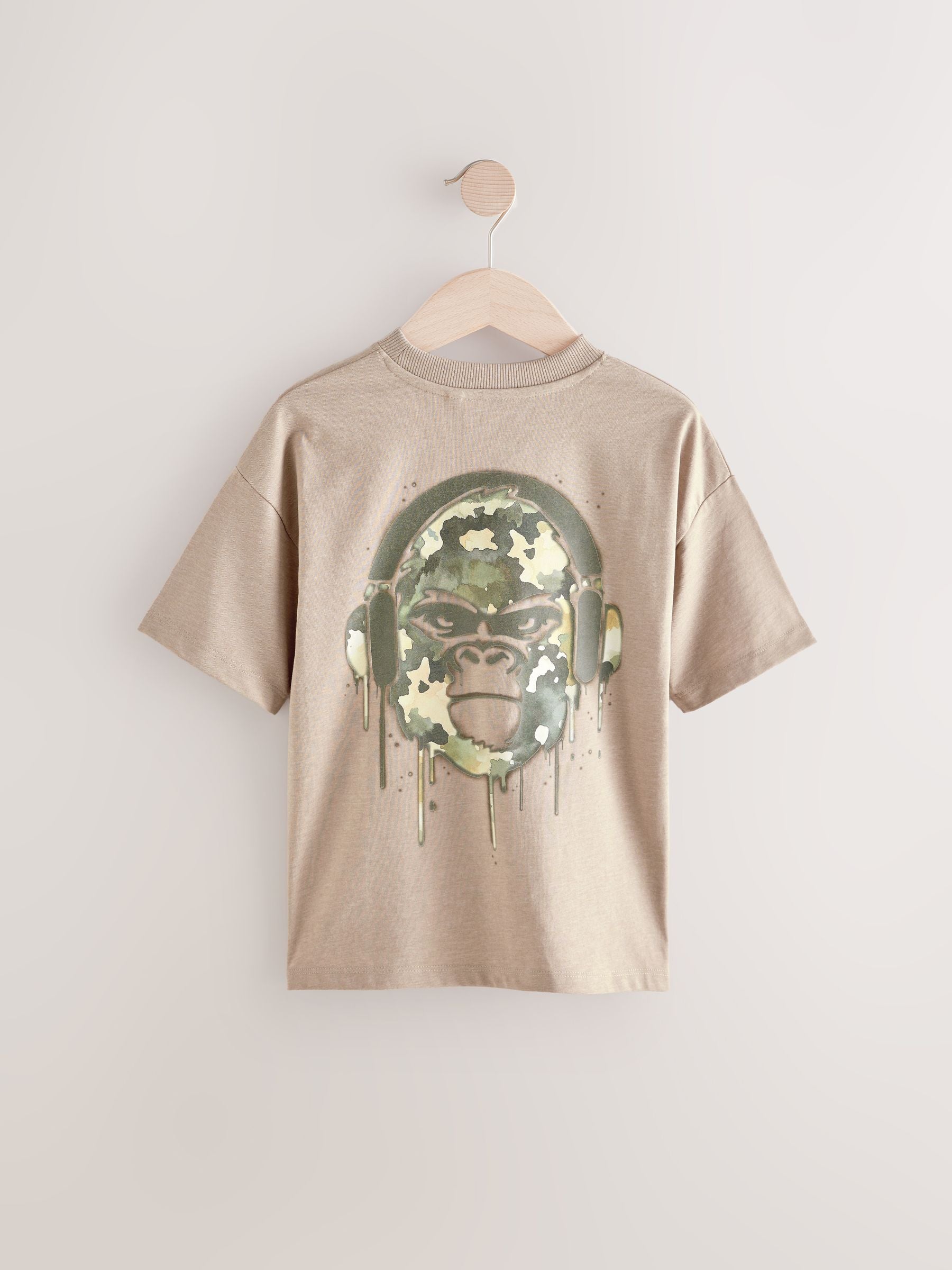 Stone Camo Gorilla Relaxed Fit Short Sleeve Graphic T-Shirt (3-16yrs)