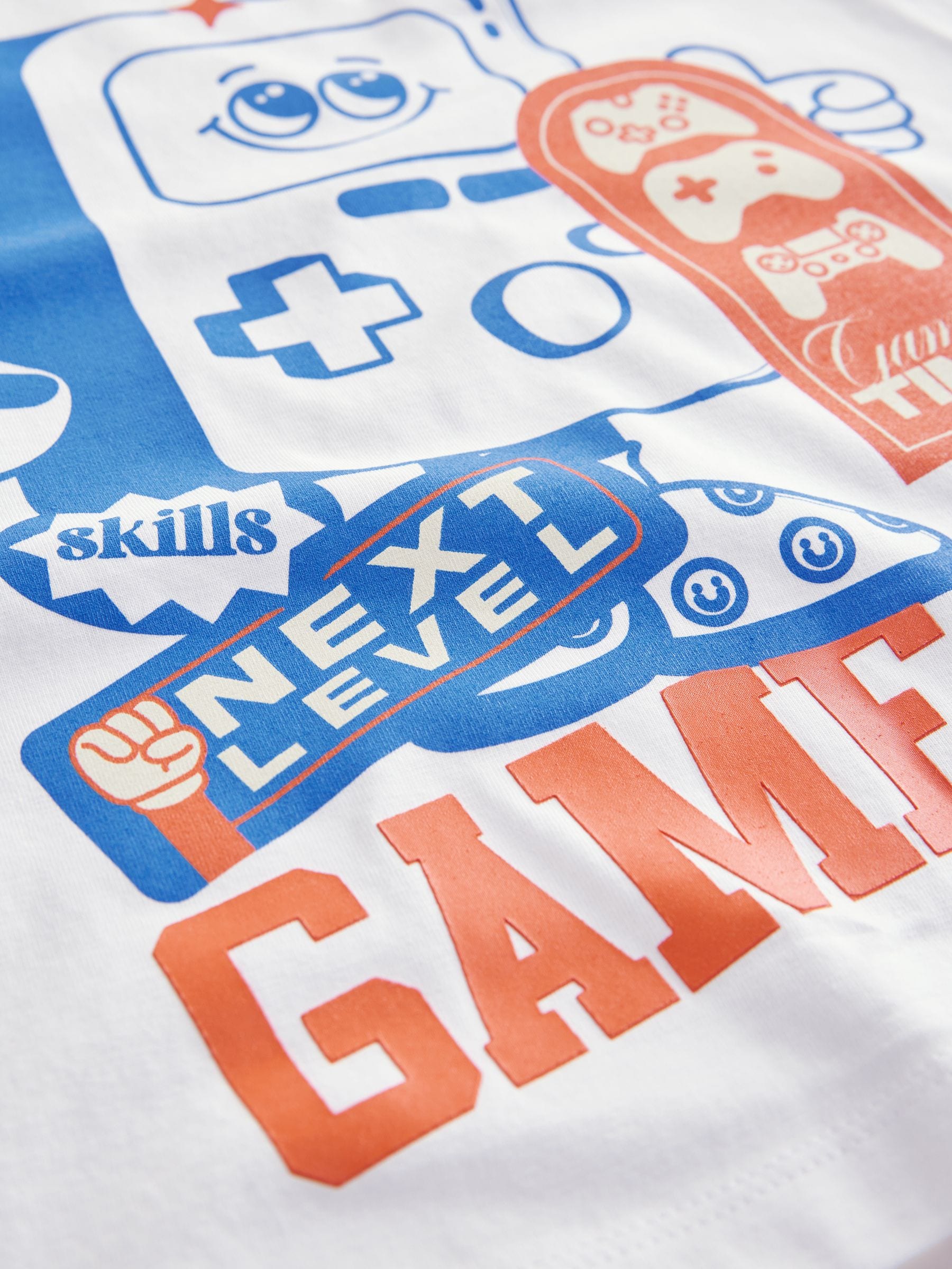 White Gaming Short Sleeves Graphic 100% Cotton T-Shirt (3-16yrs)