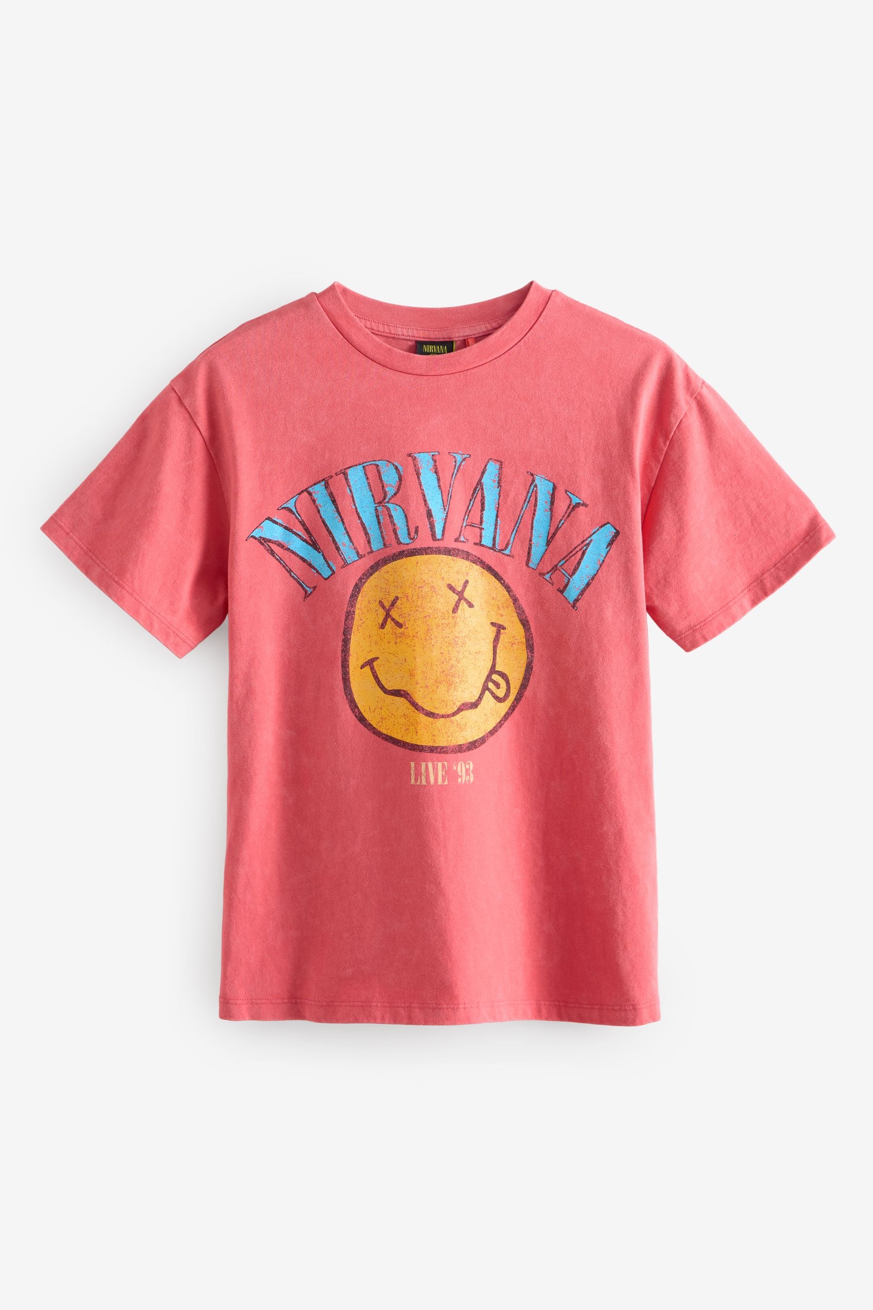 Red Oversized Nirvana Graphic 100% Cotton T-Shirt (3-16yrs)