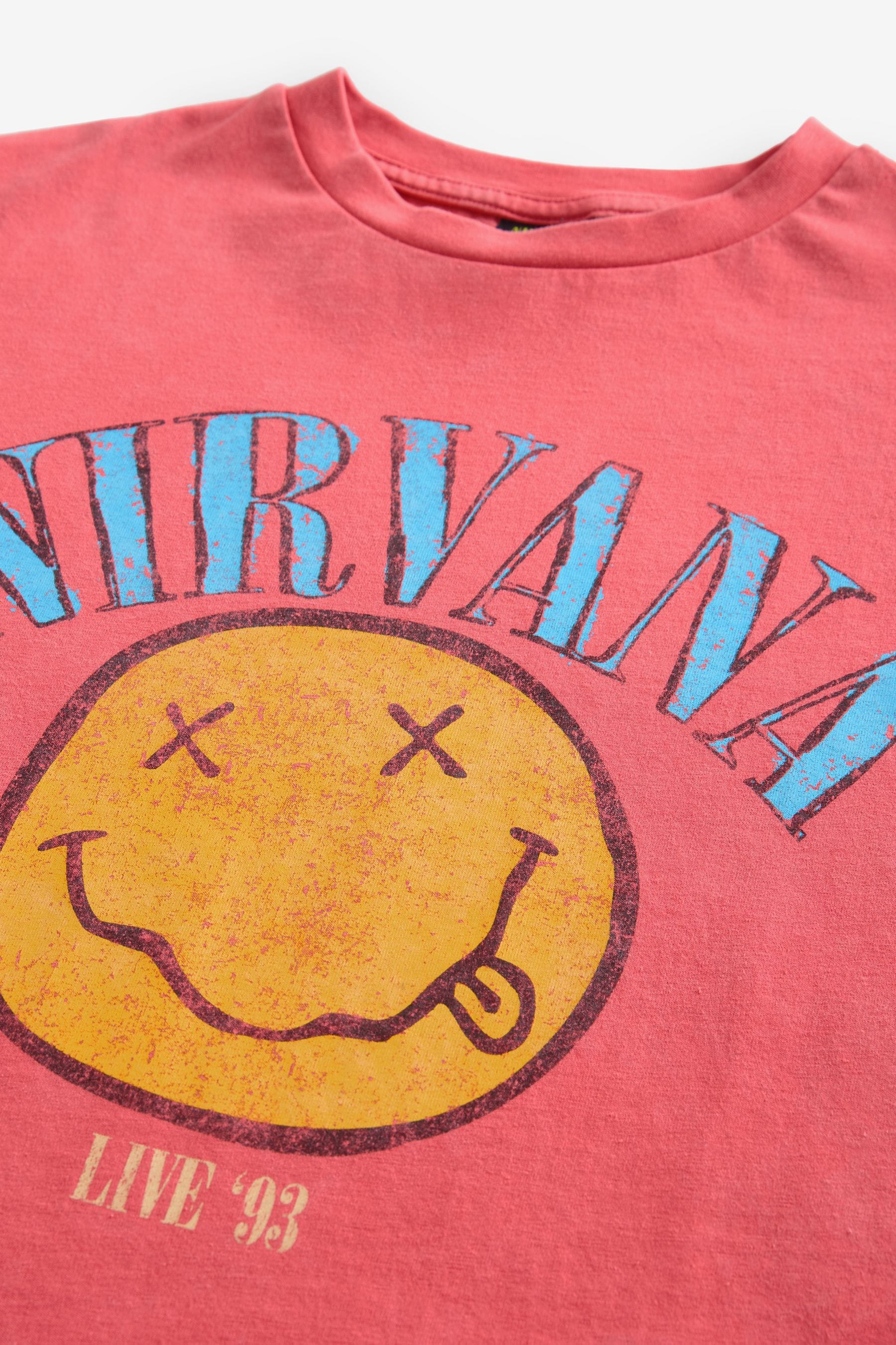 Red Oversized Nirvana Graphic 100% Cotton T-Shirt (3-16yrs)