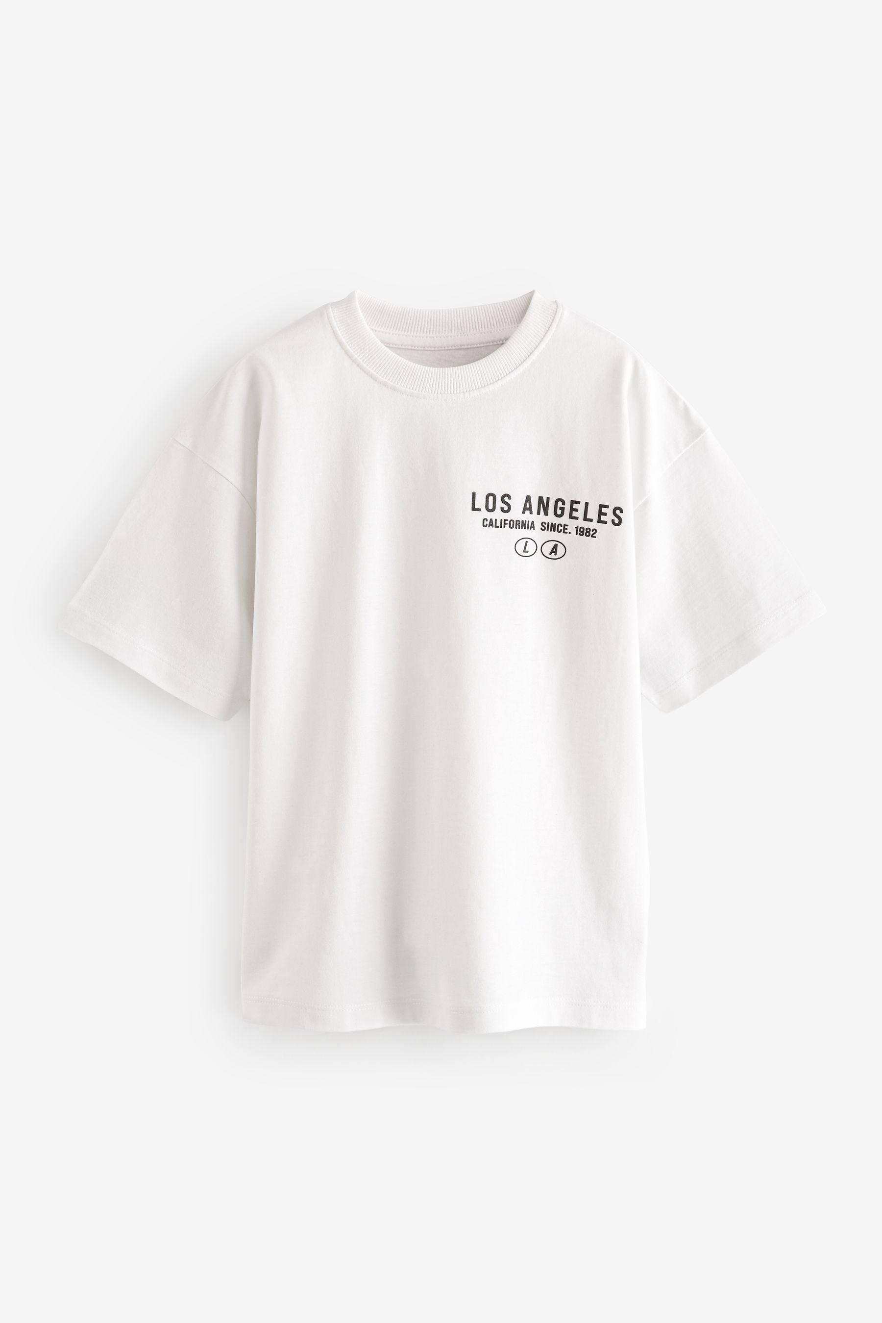 White LA Relaxed Fit 100% Cotton Short Sleeve T-Shirt (3-16yrs)