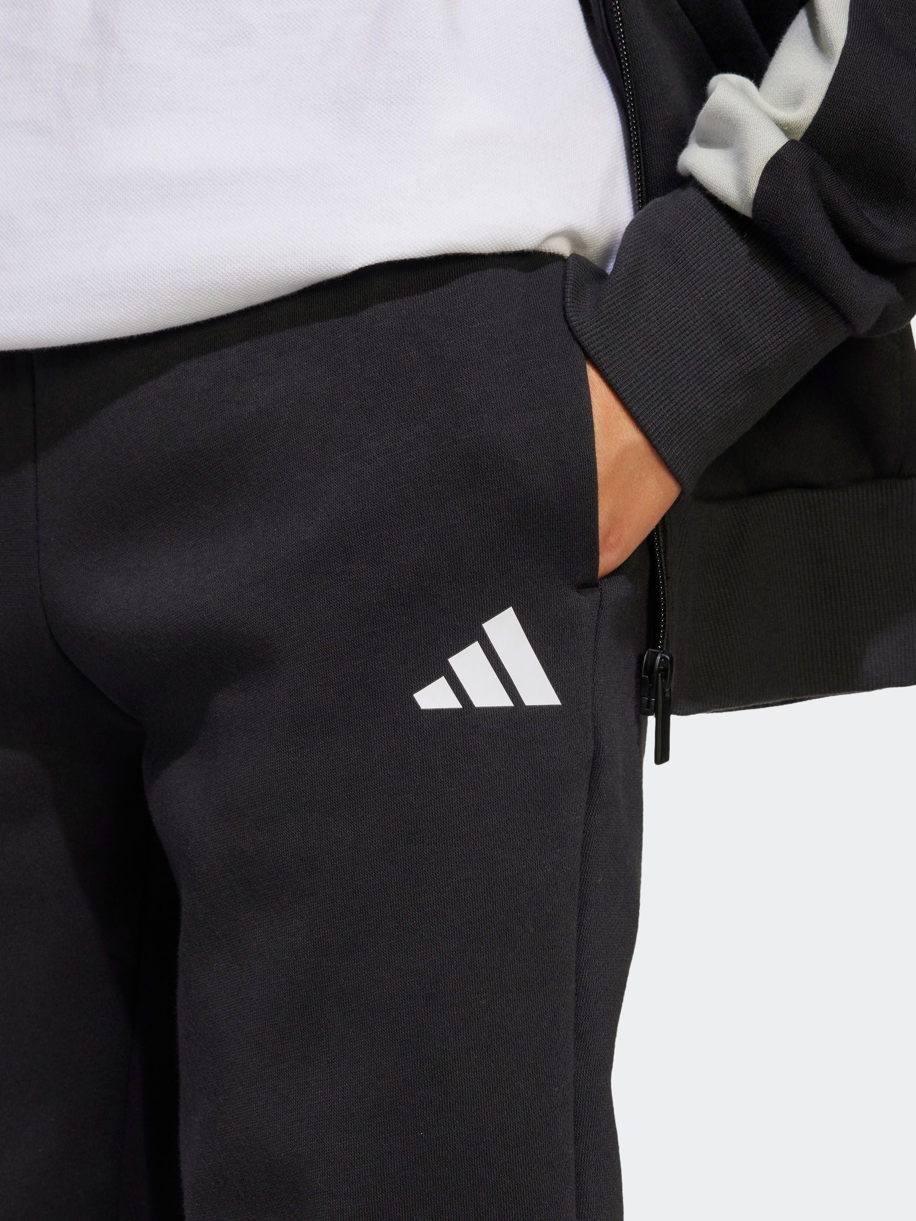 adidas Black Colour Block Fleece Tracksuit