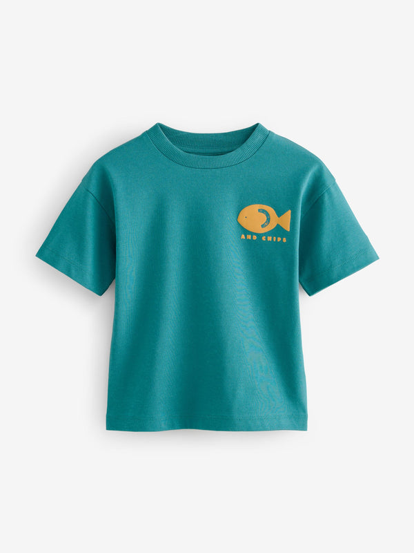 Green Fish Simple 100% Cotton Short Sleeve T-Shirt (3mths-7yrs)