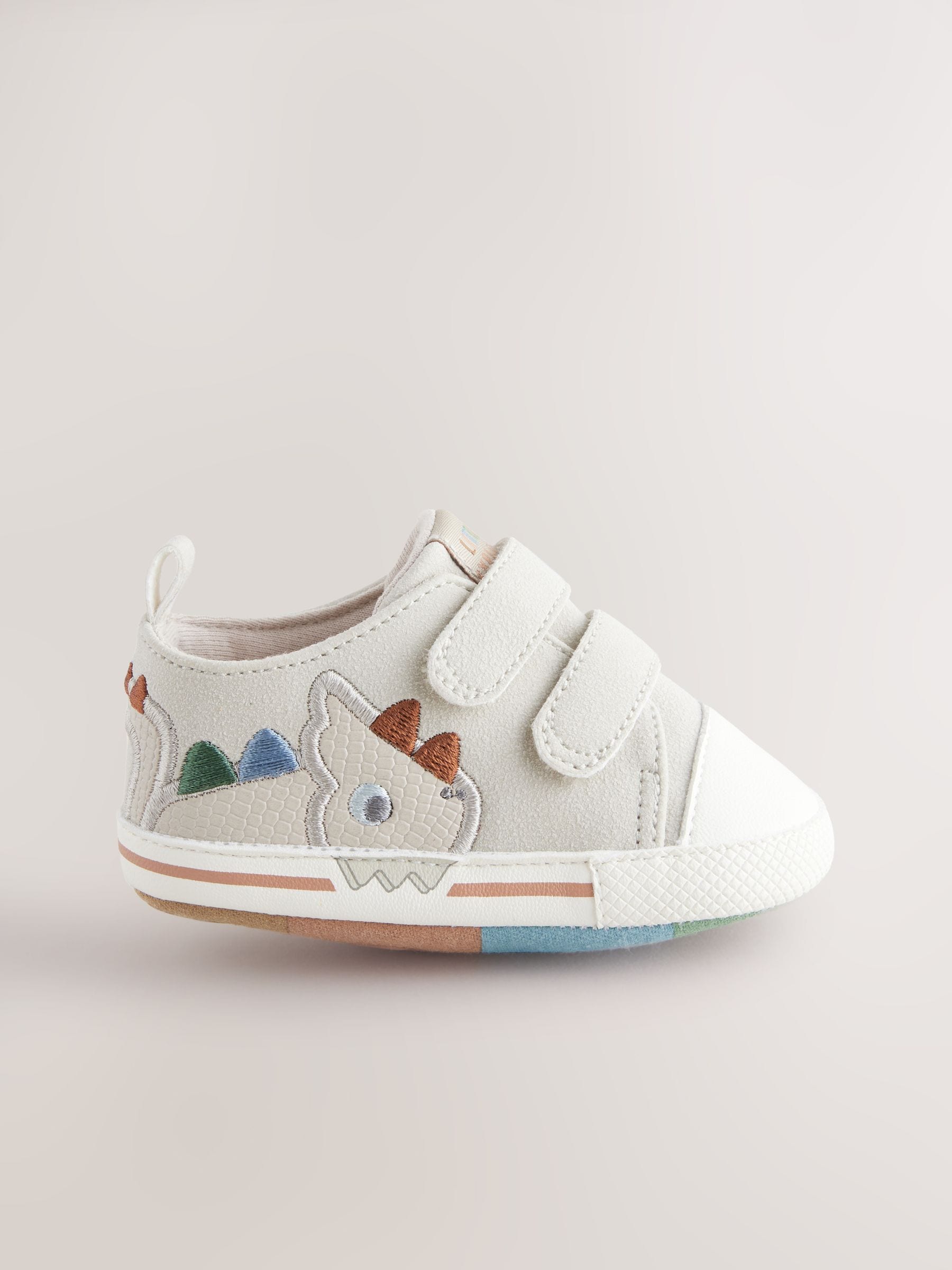 Grey Dino Baby Two Strap Trainers (0-24mths)