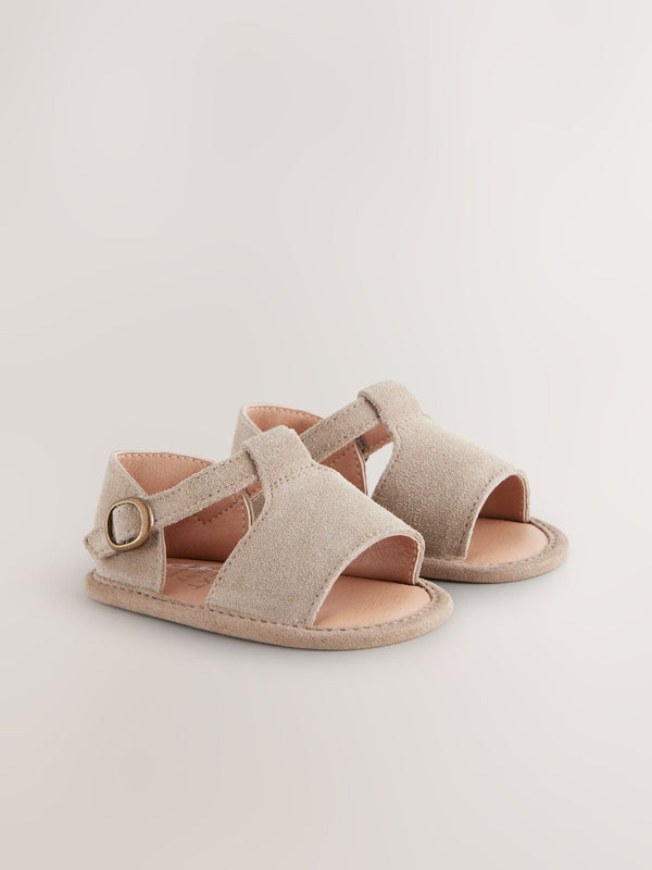 Neutral Leather Touch Fastening Baby Sandals (0-24mths)