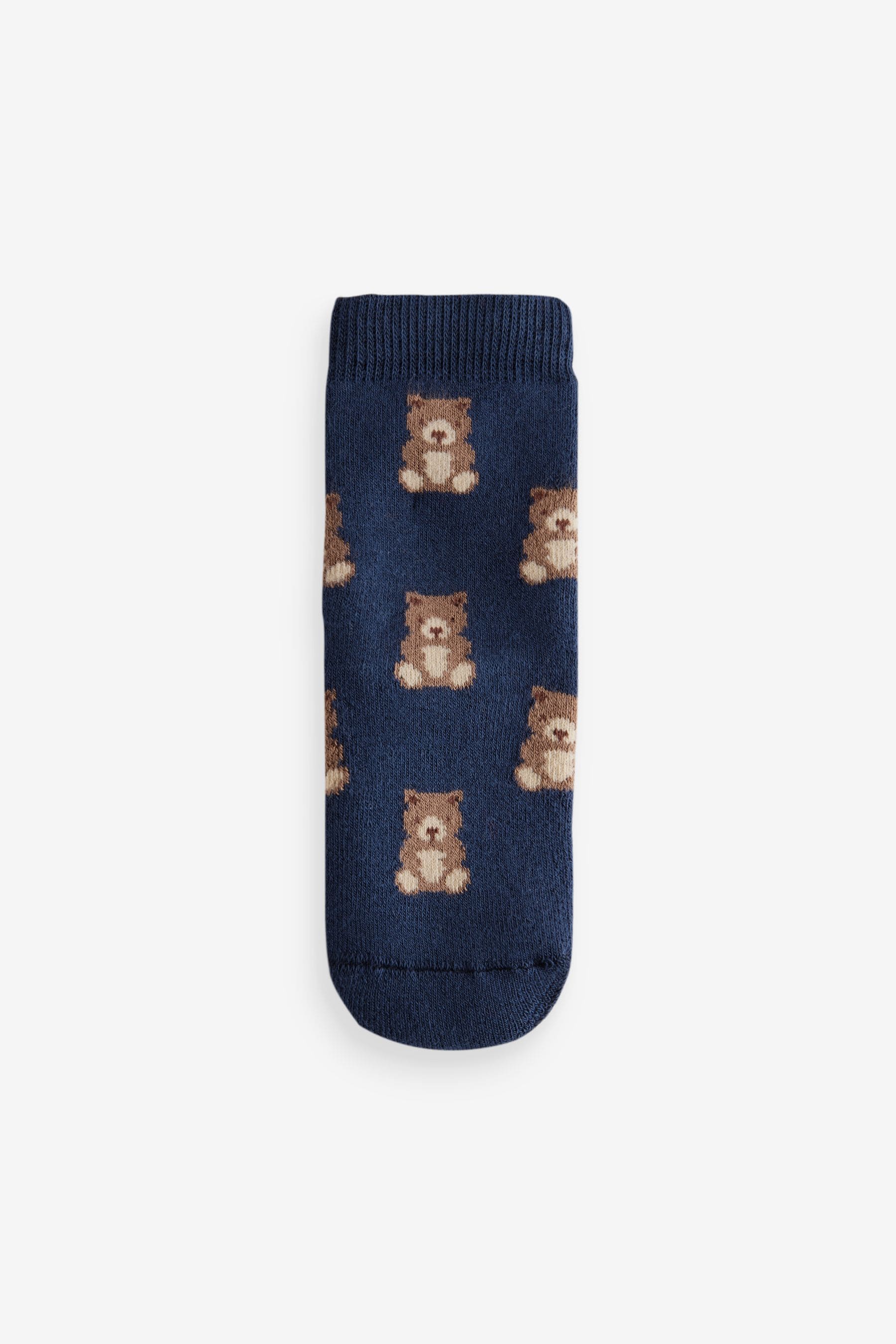 Navy/Ecru Bear Cosy Terry Cotton Rich Socks 5 Pack